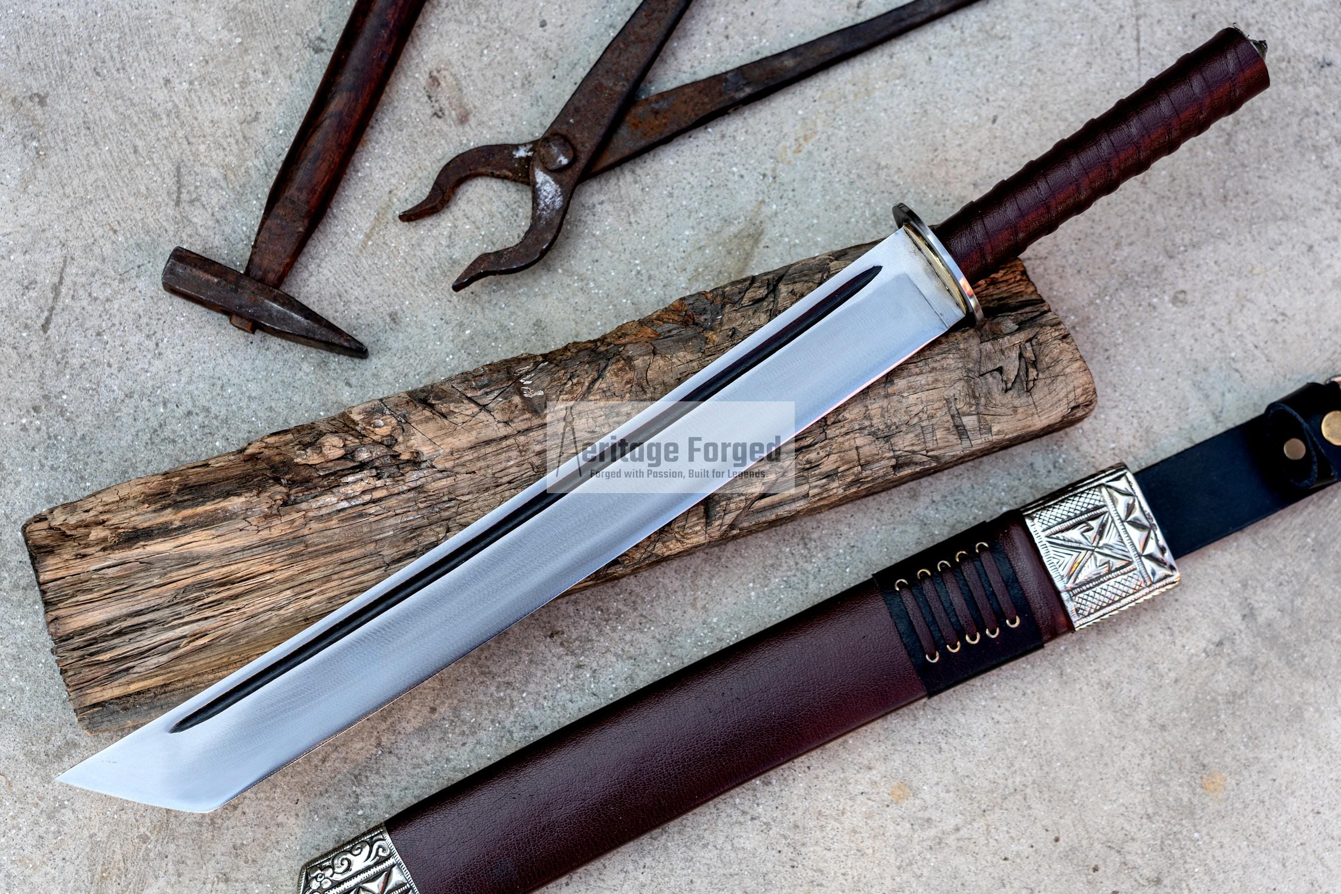 TANTO MACHETE /16  inches Long Blade hand forged / Tanto Machete/Leaf spring of truck/Sharpen/Tempered/Ready to use/knife/knives/ Functional