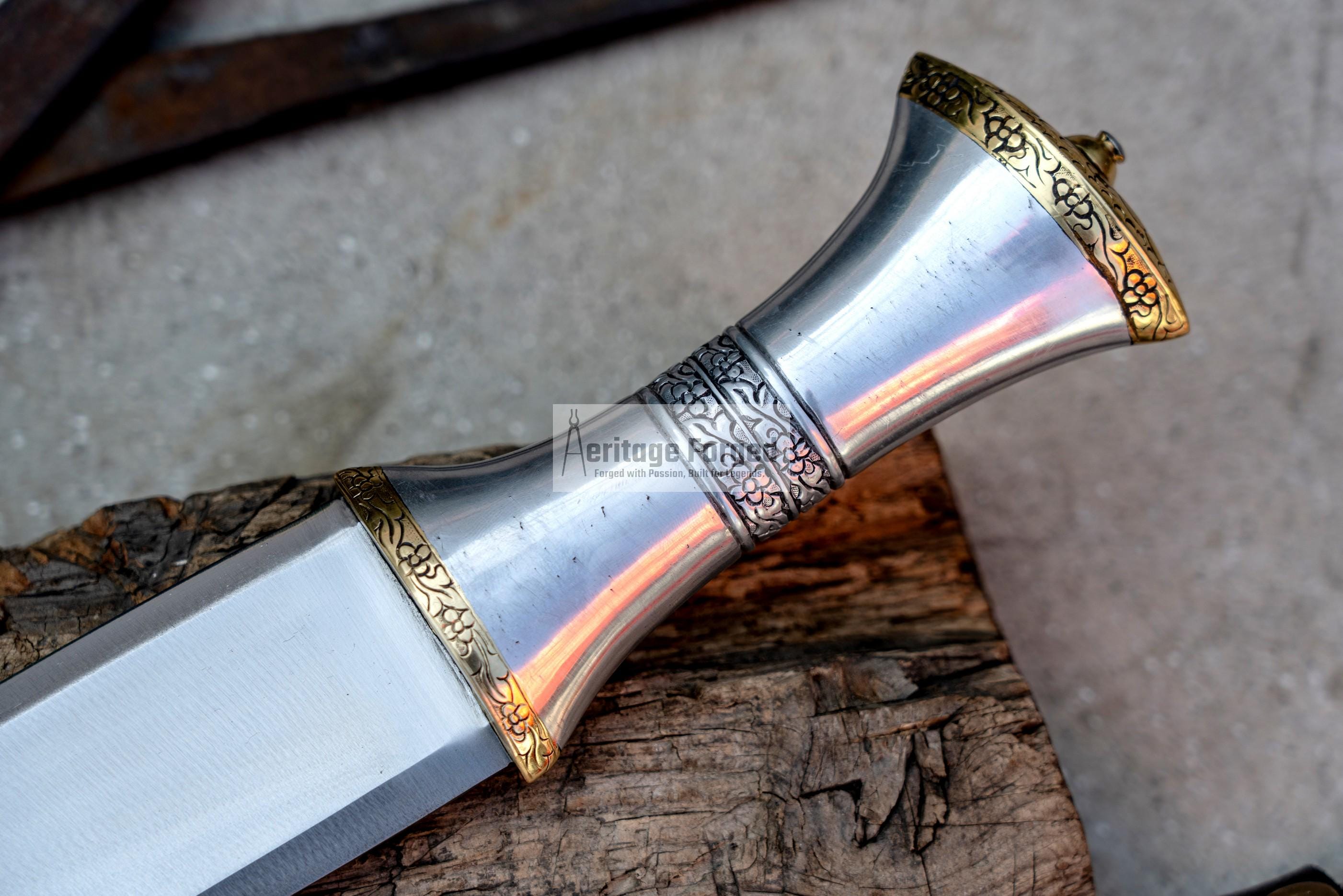 YEMENI JAMBIA KNIFE / 14 inches long Blade exotic knife / Hand forged knife / Made from Leaf spring of truck / Tempered / Sharpen