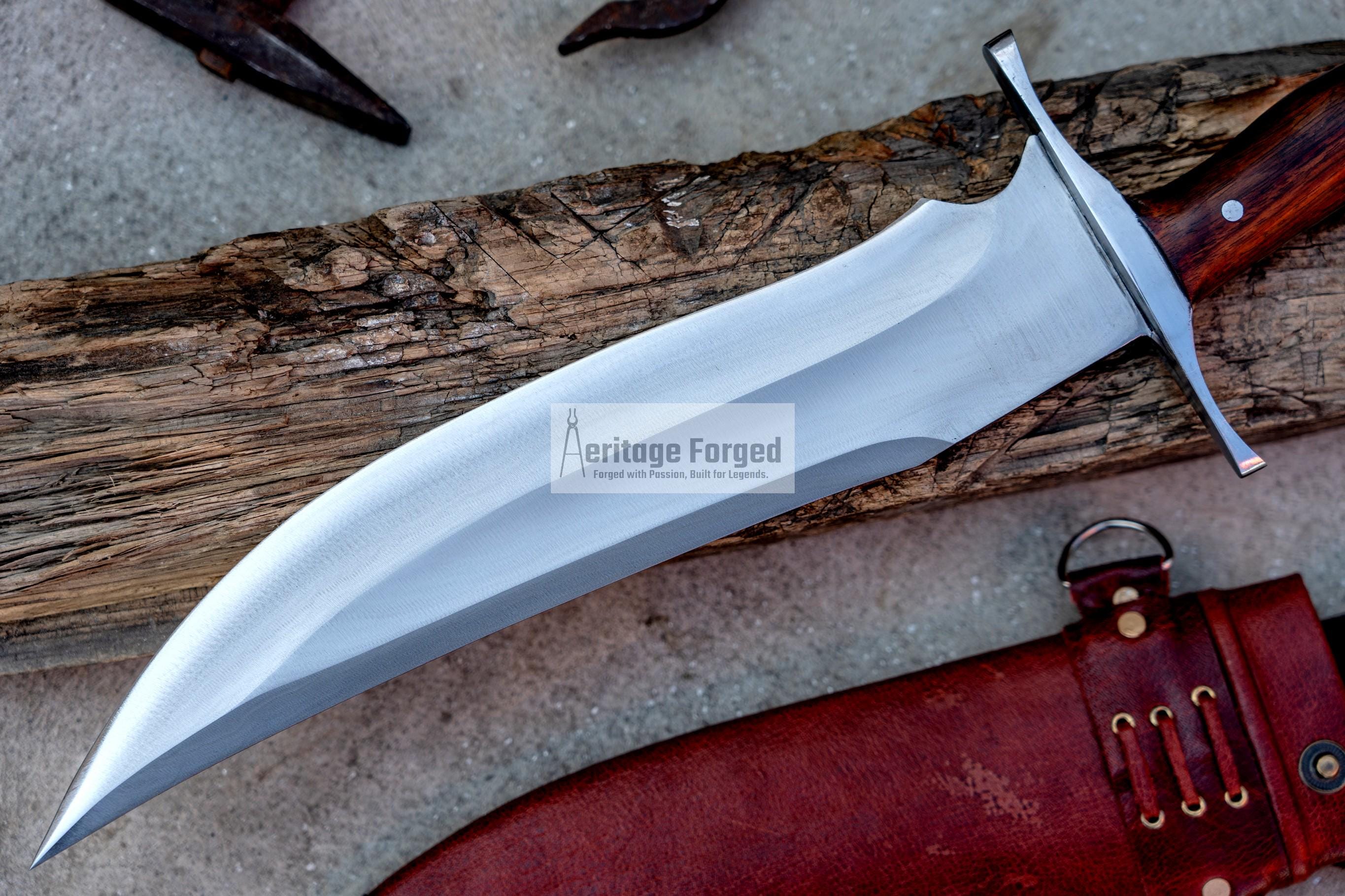 BOWIE KNIFE / 12 inches long Blade chopper / Hand forged Bowie knife / Made from Leaf spring of truck / Tempered / Sharpen/ Ready to use