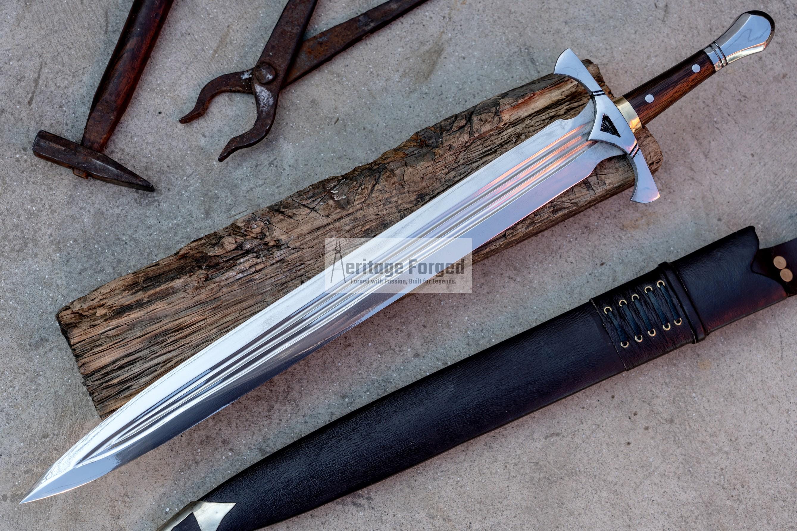 VIKING SWORD/ 19 inches Long Blade hand forged Sword/Leaf spring of truck/Rosewood Handle/Sharpen/Tempered/Ready to use/knife/knives