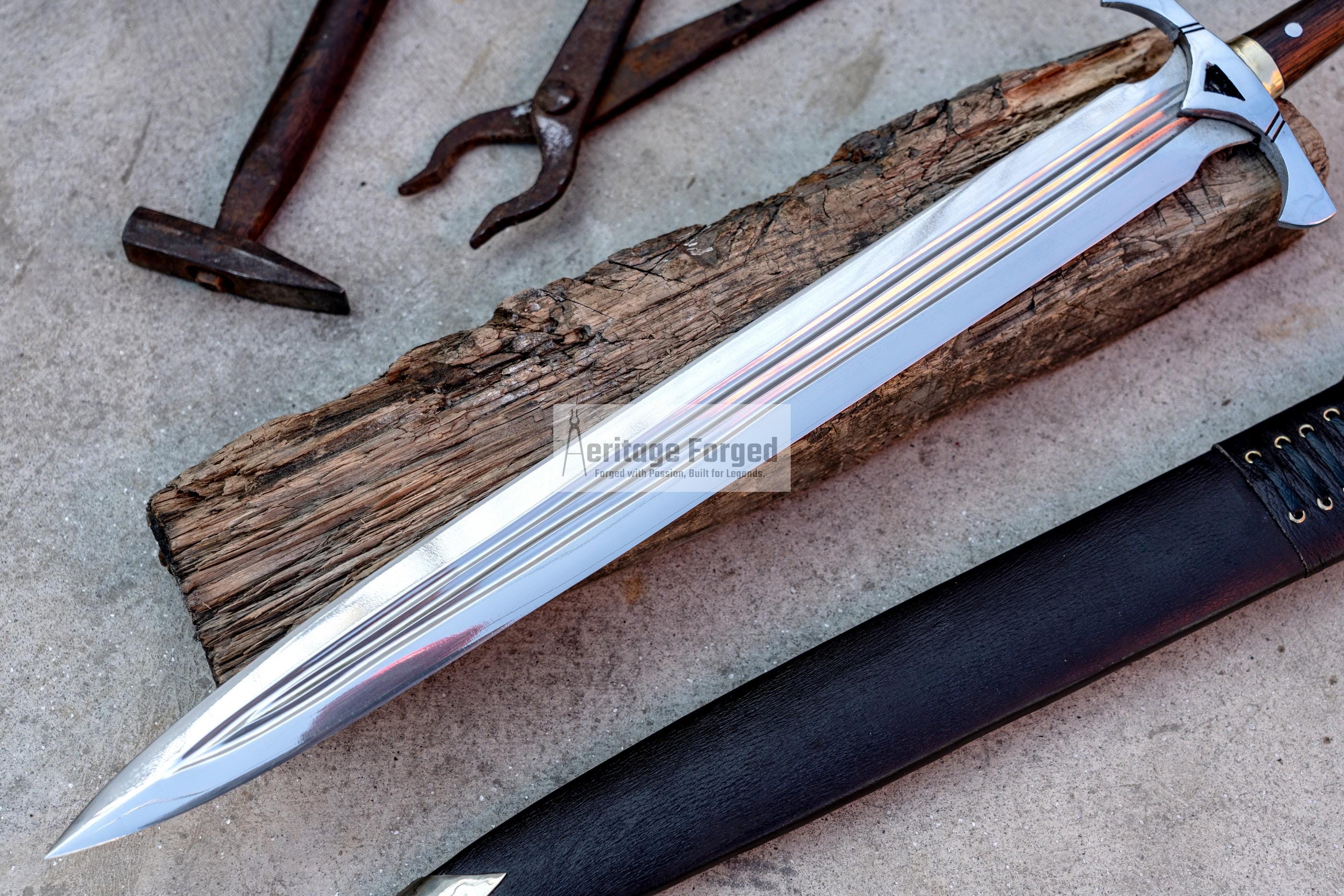 VIKING SWORD/ 19 inches Long Blade hand forged Sword/Leaf spring of truck/Rosewood Handle/Sharpen/Tempered/Ready to use/knife/knives