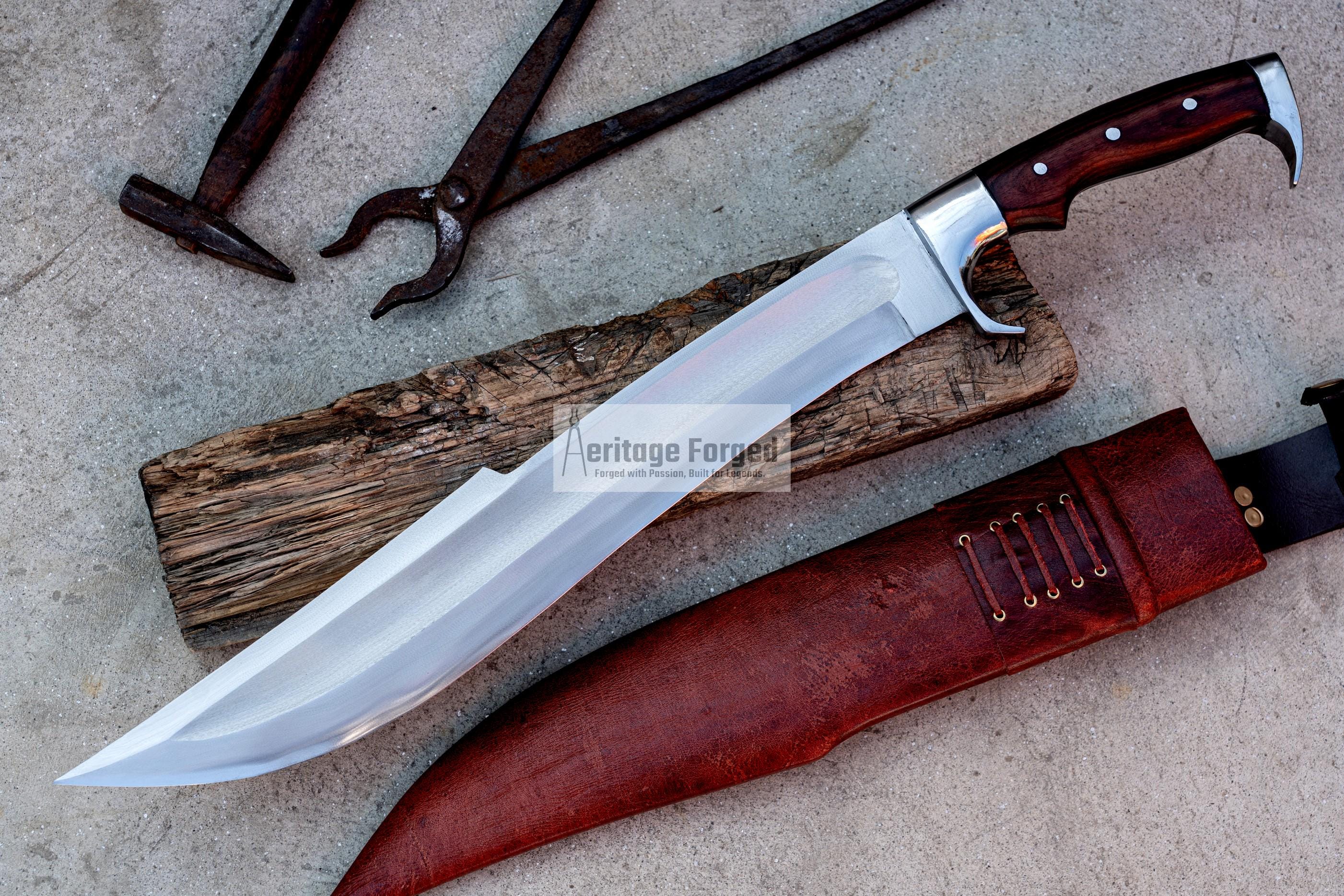 SPARTAN MACHETE /18 inches Long Blade hand forged Sword/Leaf spring of truck/Rosewood Handle/Sharpen/Tempered/Ready to use/knife/knives