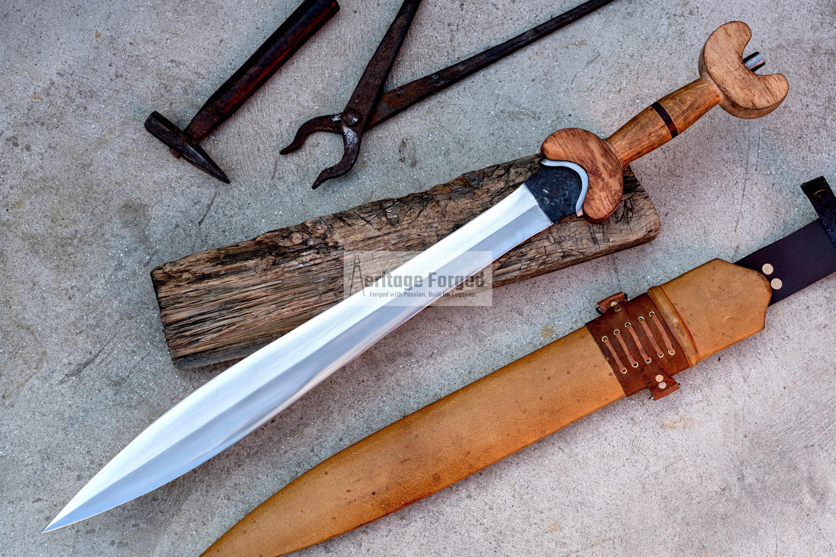 CELTIC TENE SWORD/21 inches Long Blade hand forged Sword/Leaf spring of truck/Rosewood Handle/Sharpen/Tempered/Ready to use/knife/knives