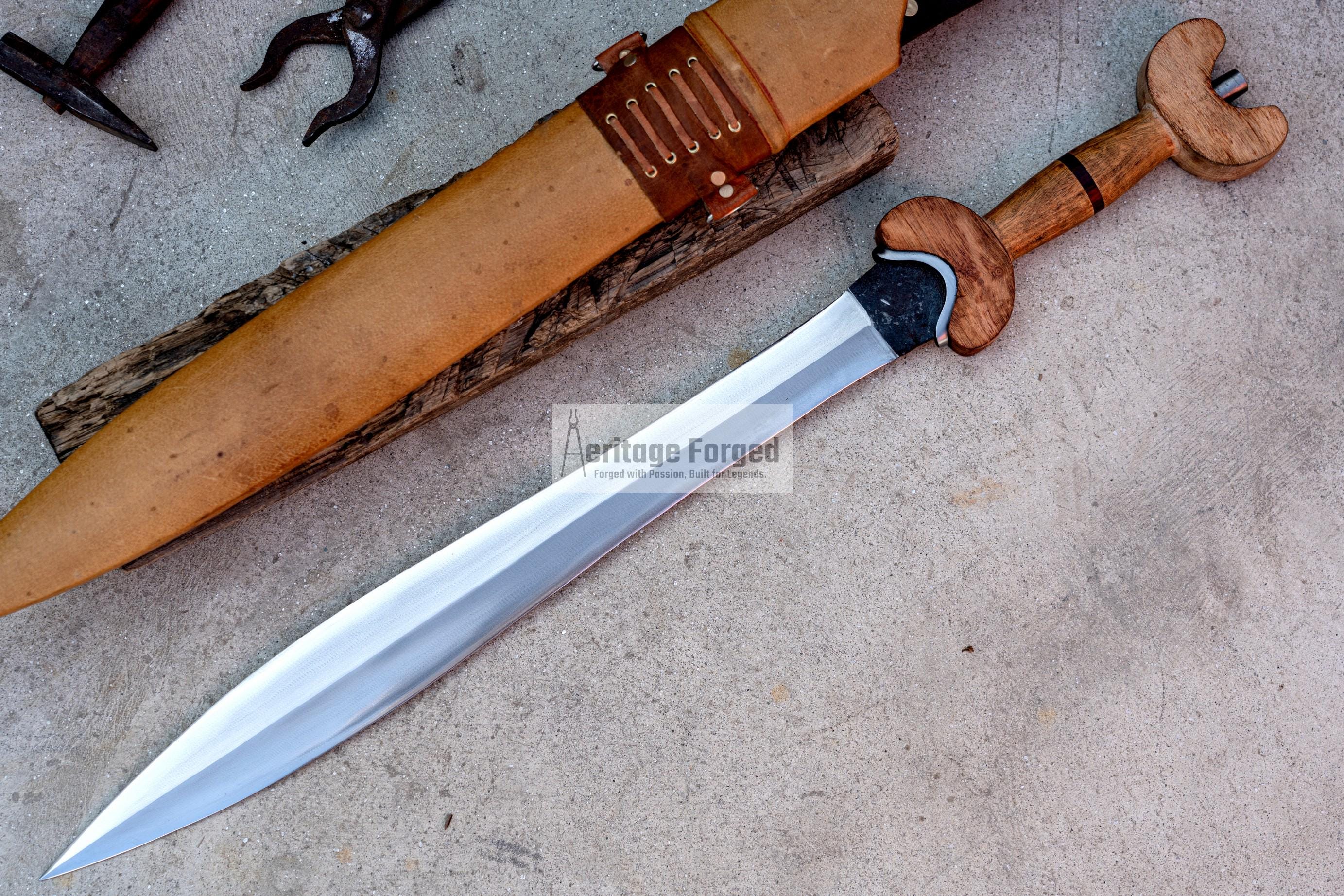 CELTIC TENE SWORD/21 inches Long Blade hand forged Sword/Leaf spring of truck/Rosewood Handle/Sharpen/Tempered/Ready to use/knife/knives