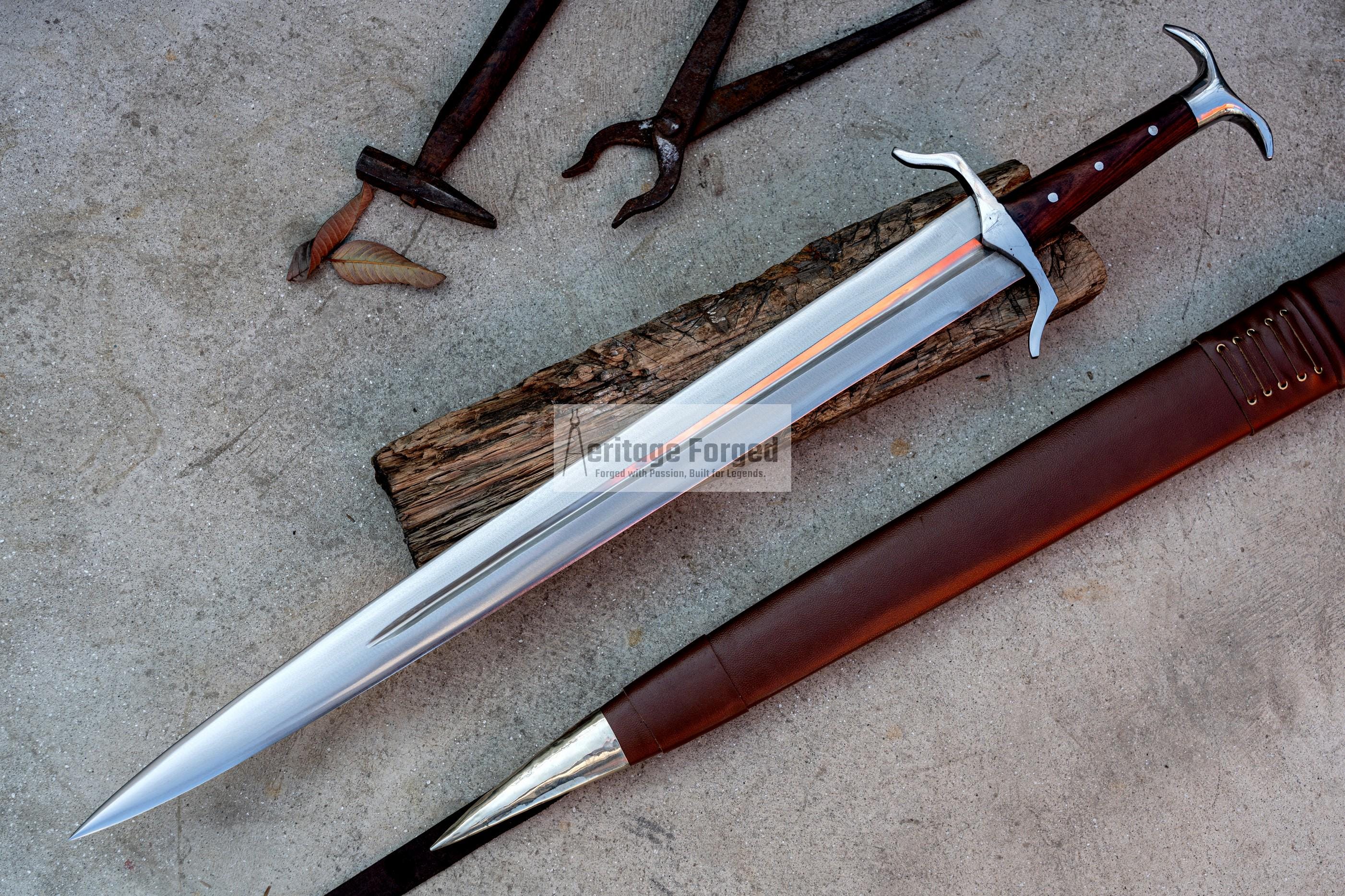 V VIKING SWORD/24 inches Long Blade hand forged Sword/Leaf spring of truck/Rosewood Handle/Sharpen/Tempered/Ready to use/knife/knives