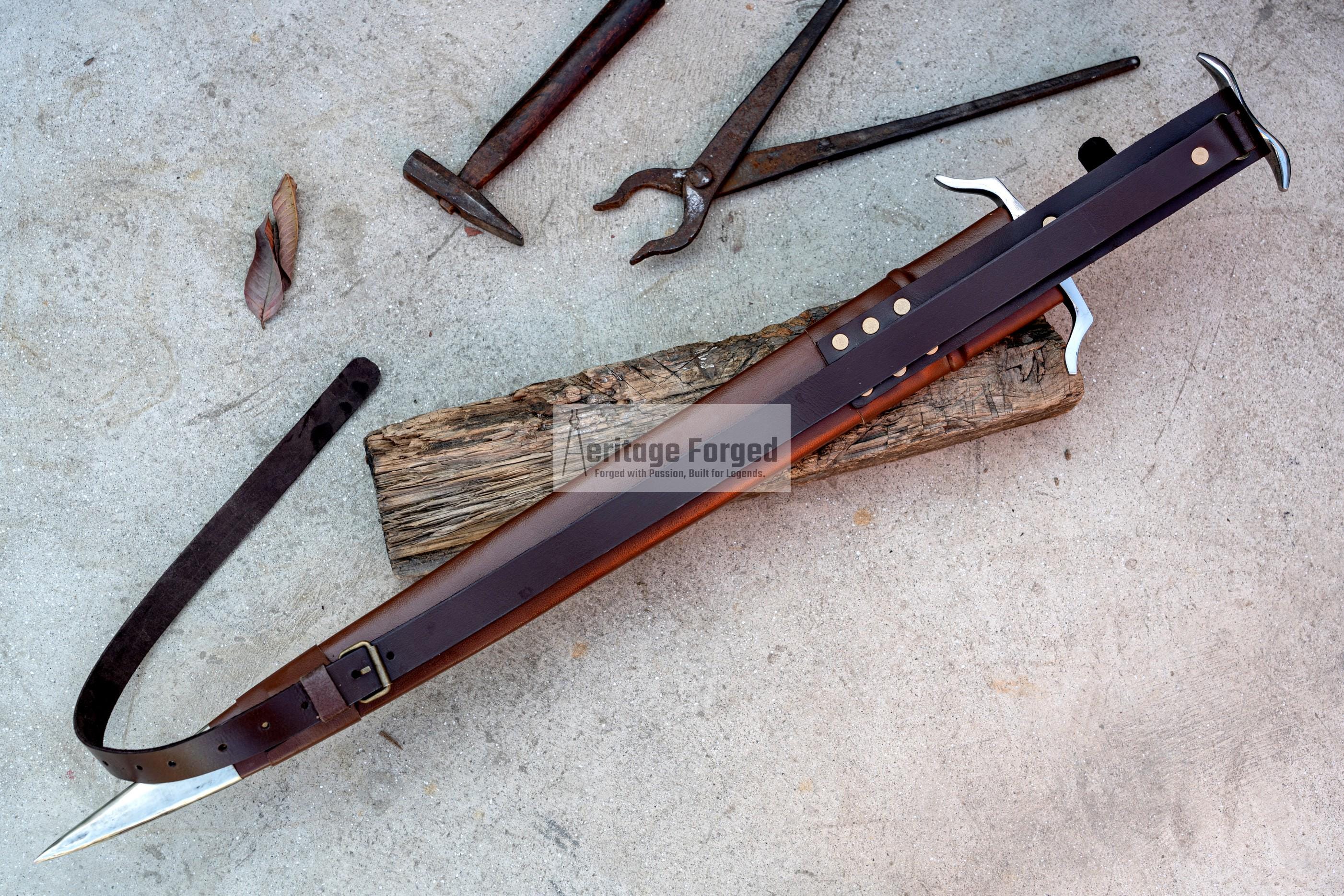 V VIKING SWORD/24 inches Long Blade hand forged Sword/Leaf spring of truck/Rosewood Handle/Sharpen/Tempered/Ready to use/knife/knives