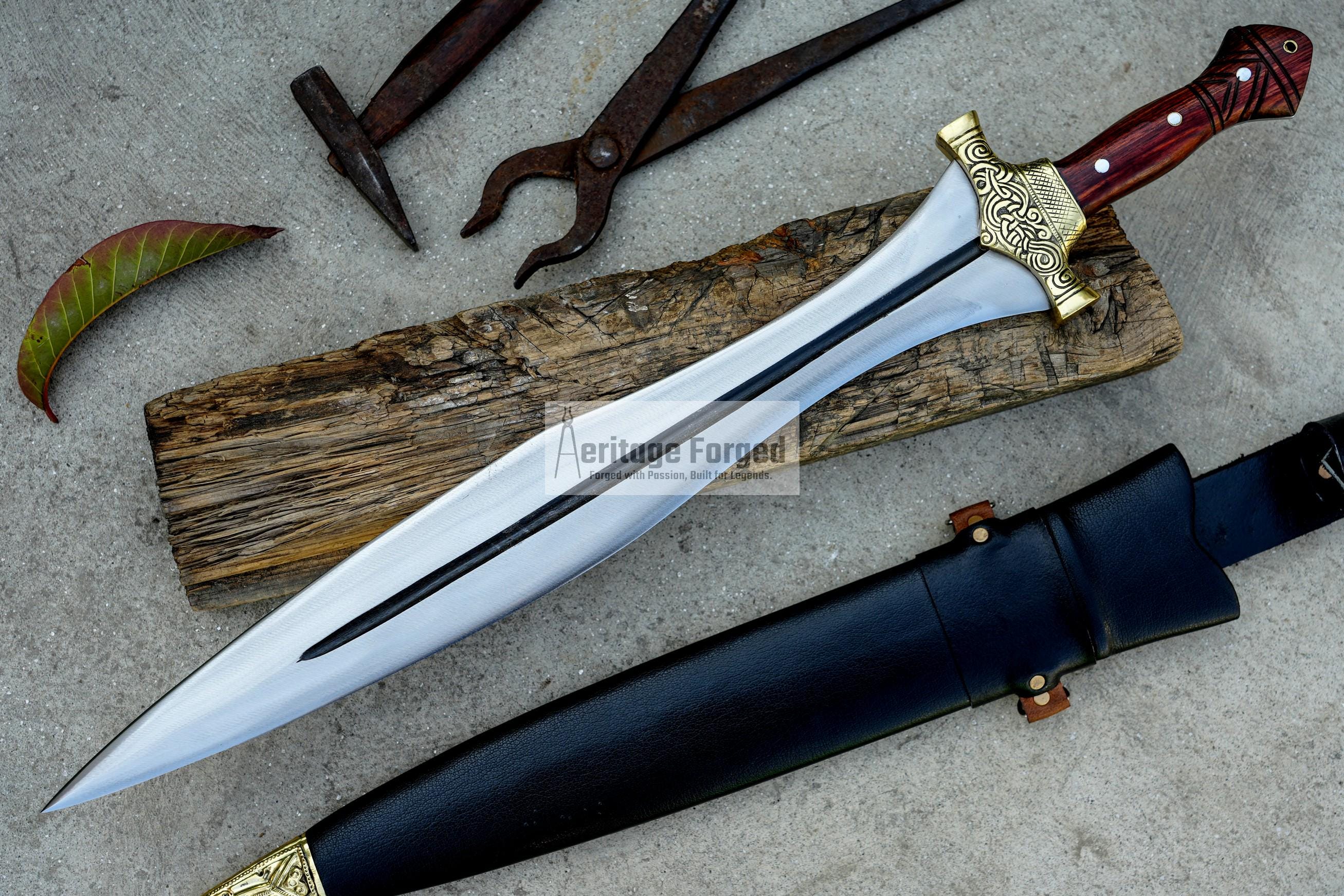 ACHILLES SWORD/18 inches Long Blade hand forged Sword/Leaf spring of truck/Rosewood Handle/Sharpen/Tempered/Ready to use/knife/knives/Dagger