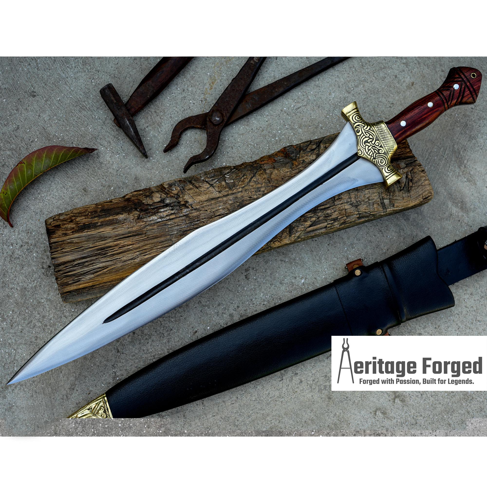 ACHILLES SWORD/18 inches Long Blade hand forged Sword/Leaf spring of truck/Rosewood Handle/Sharpen/Tempered/Ready to use/knife/knives/Dagger