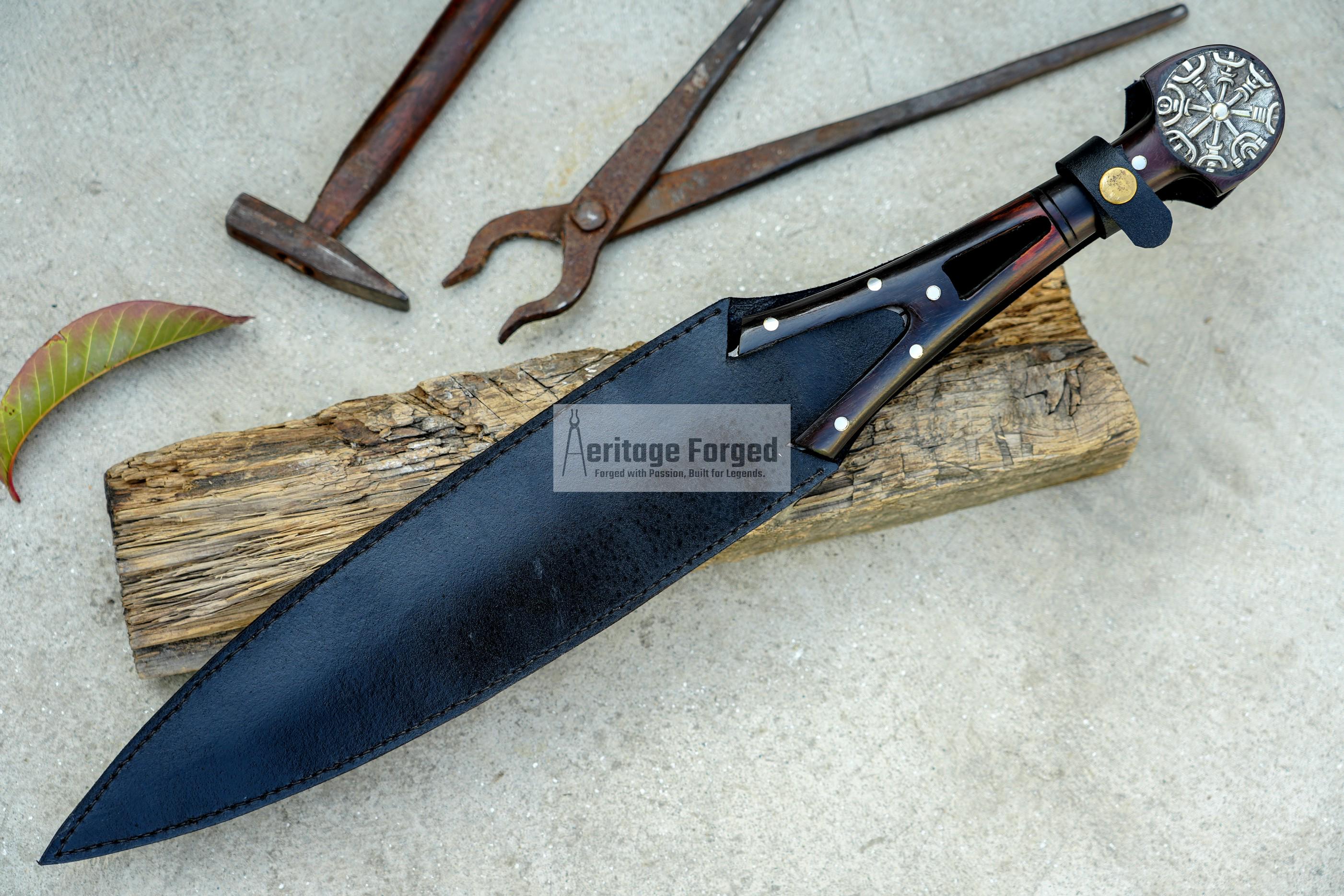 VIKING LEAF DAGGER/16 inches Long Blade hand forged Dagger/Leaf spring of truck/Rosewood Handle/Sharpen/Tempered/Ready to use/knife/knives