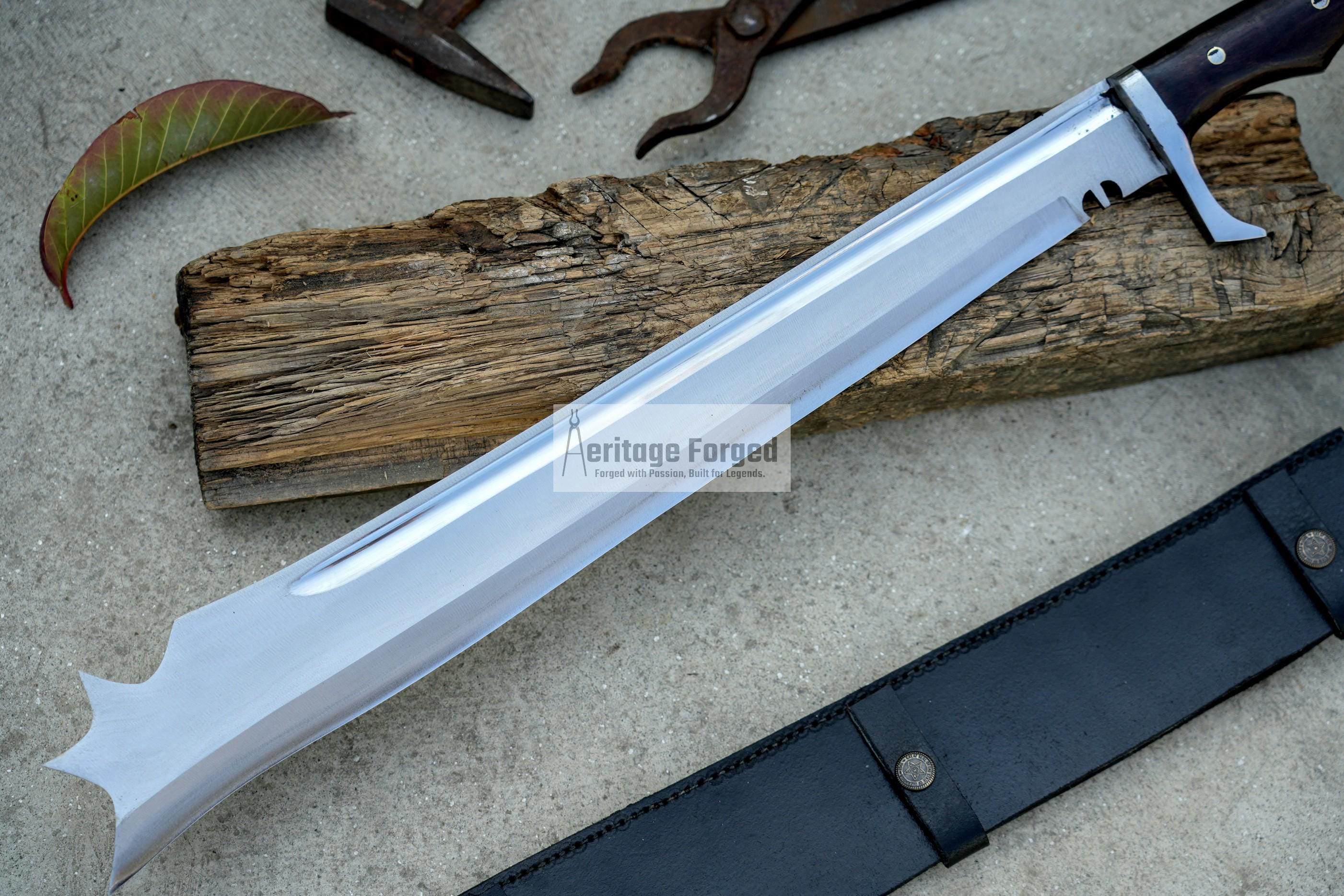 MACIEJOWSKI FALICON MACHETE / Large Morgan sword /18 inches Long Blade falcata machete/ Full tang/ Leaf spring of truck/ Tempered/Sharpen
