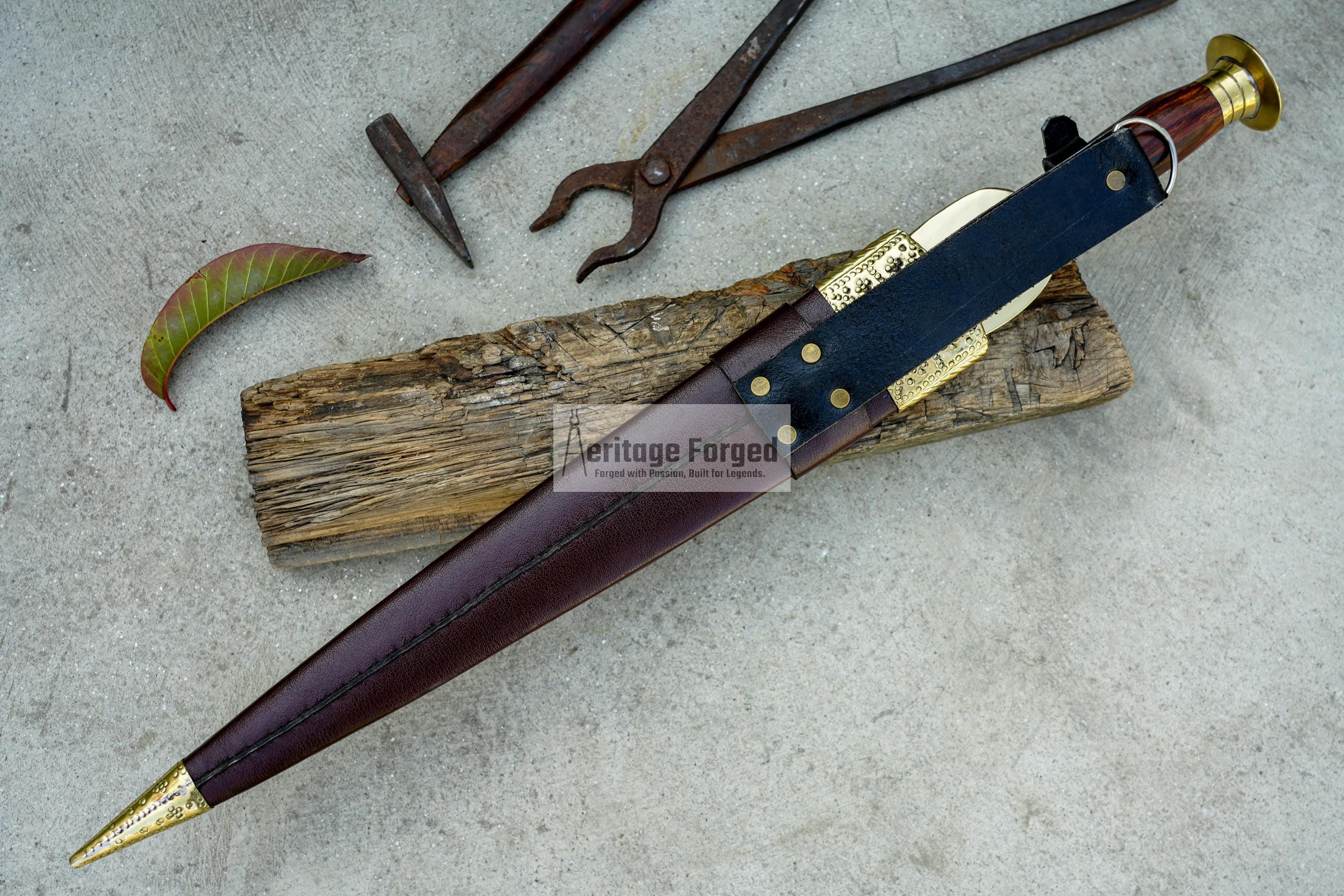 SCOTTISH DIRK/18 inches Long Blade Hand forged dirk knife /Leaf spring of truck/Rosewood Handle/Sharpen/Tempered/Ready to use/knife/knives