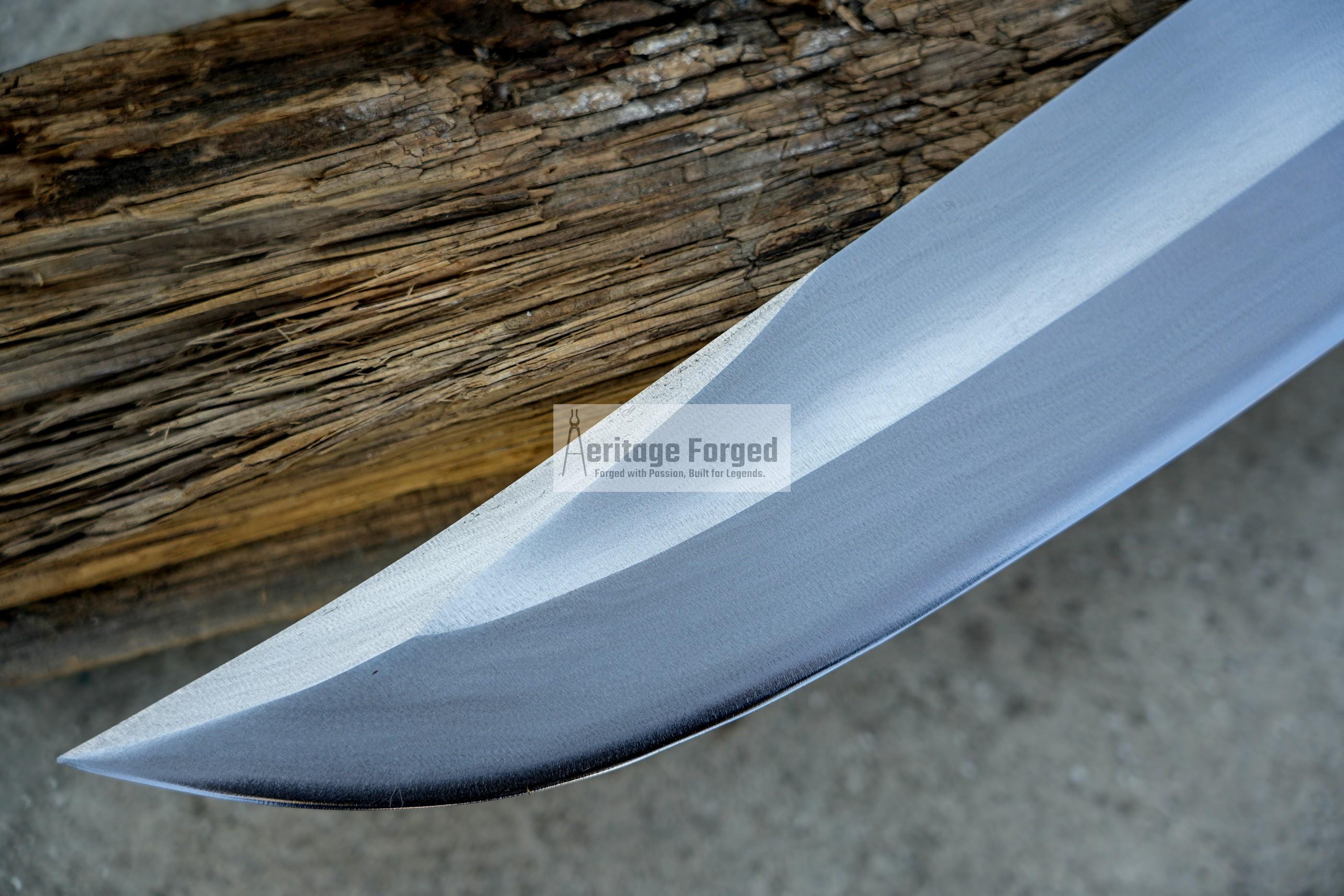 BOWIE KNIFE / 13 inches long Blade Hunting knife / Hand forged knife / Made from Leaf spring of truck / Tempered / Sharpen/ Ready to use