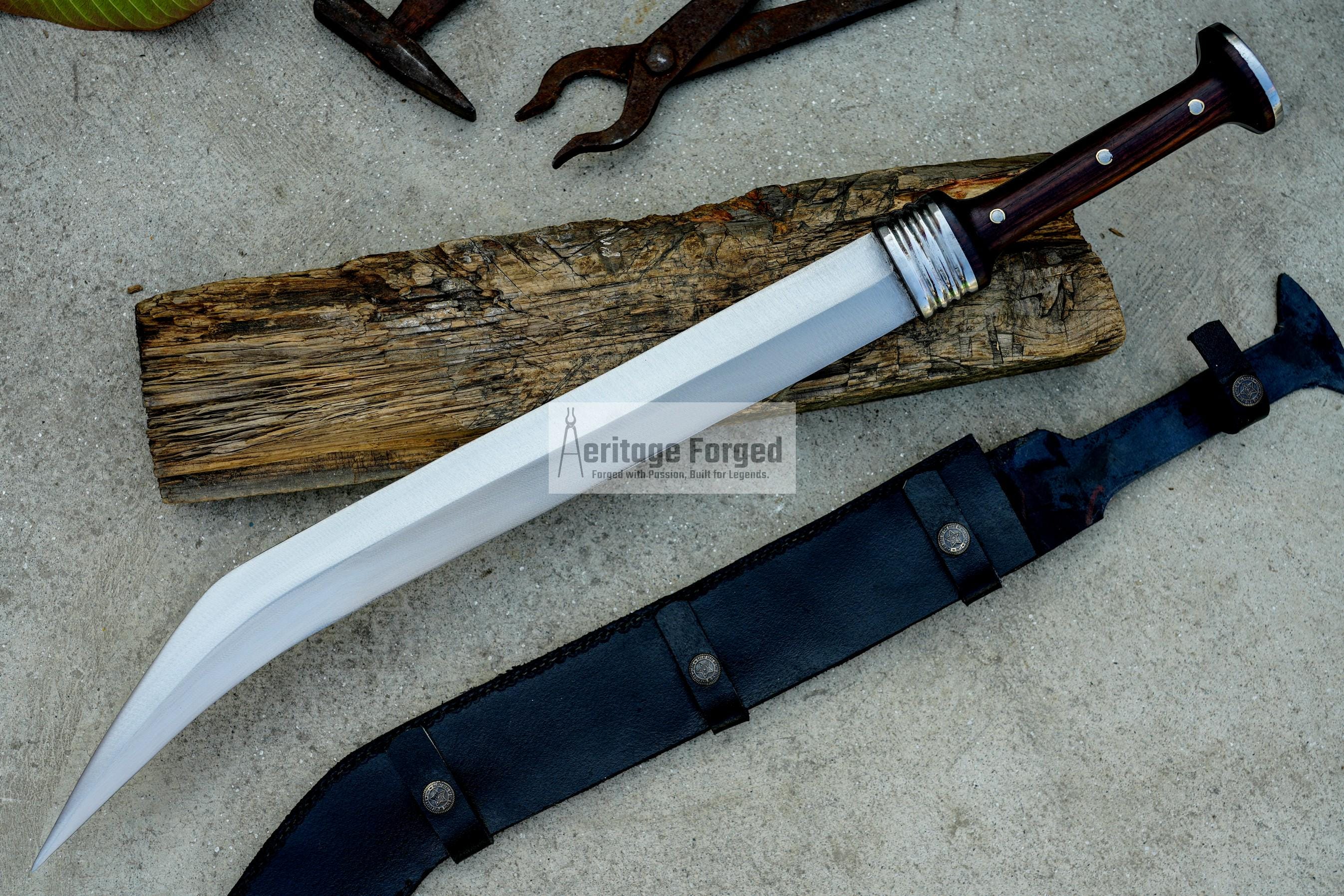 SICA KNIFE /18 inches Long Blade Hand forged sica dagger /Leaf spring of truck/Rosewood Handle/Sharpen/Tempered/Ready to use/knife/knives