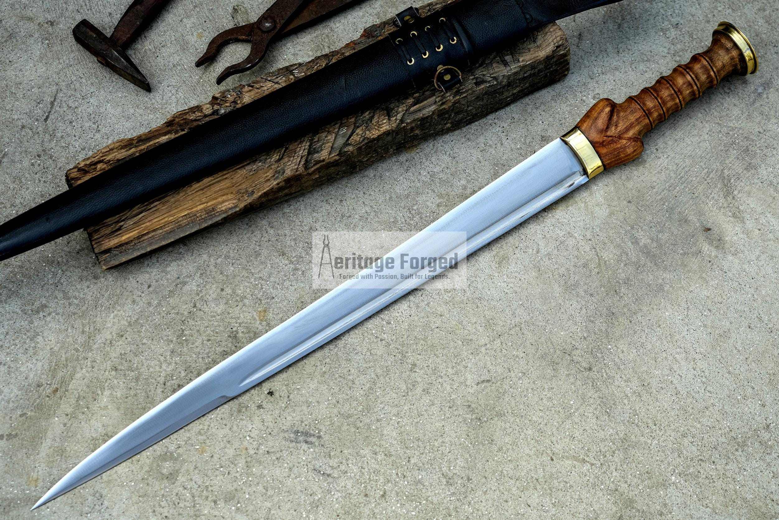SCOTTISH DIRK/21  inches Long Blade Hand forged dirk Sword /Leaf spring of truck/Rosewood Handle/Sharpen/Tempered/Ready to use/knife/knives