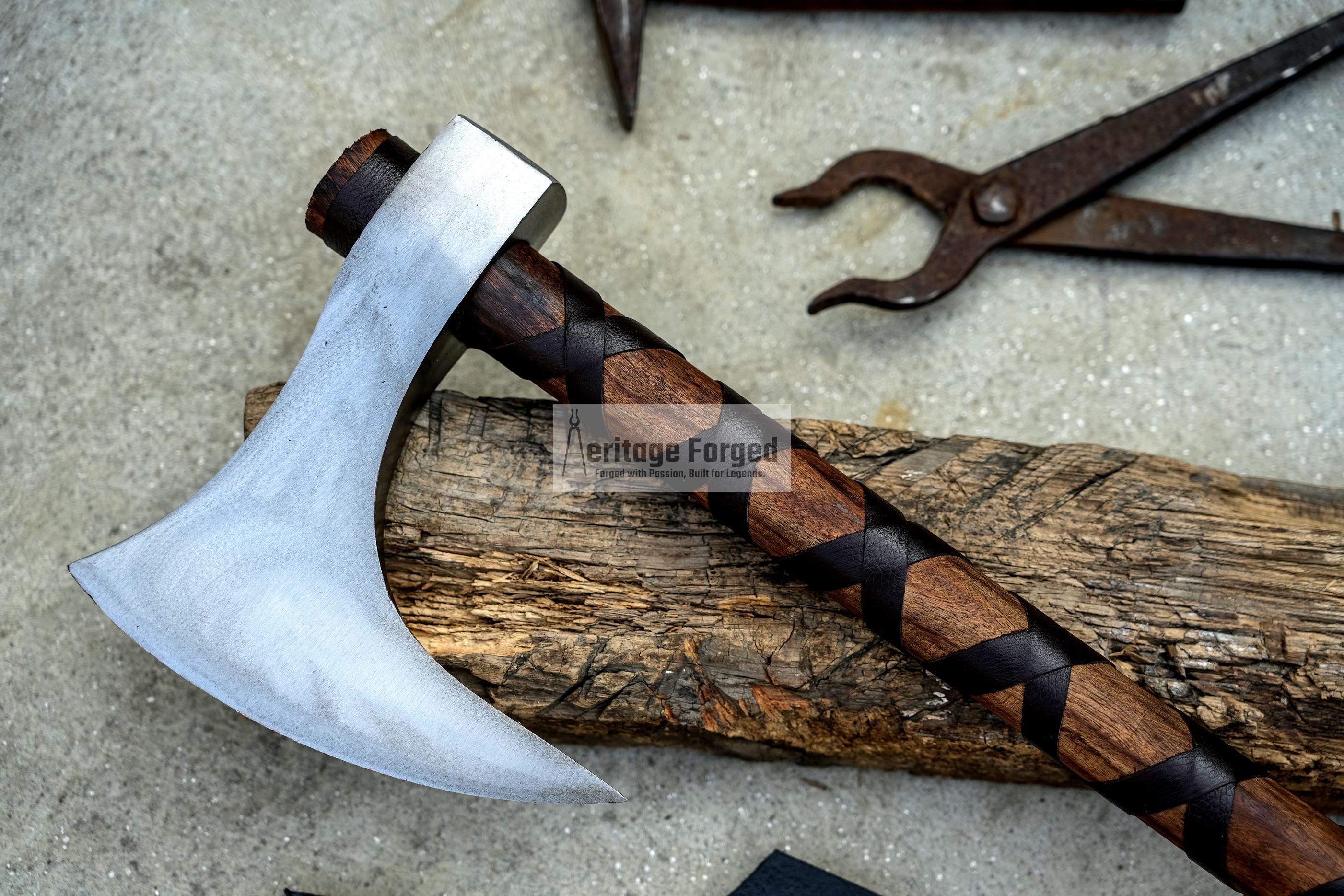 Handmade Viking Axe | Custom Forged 5160 Carbon Steel | 26" Handle & 7.5" Blade | Durable Outdoor Axe |Gift for Him | Perfect Chopping
