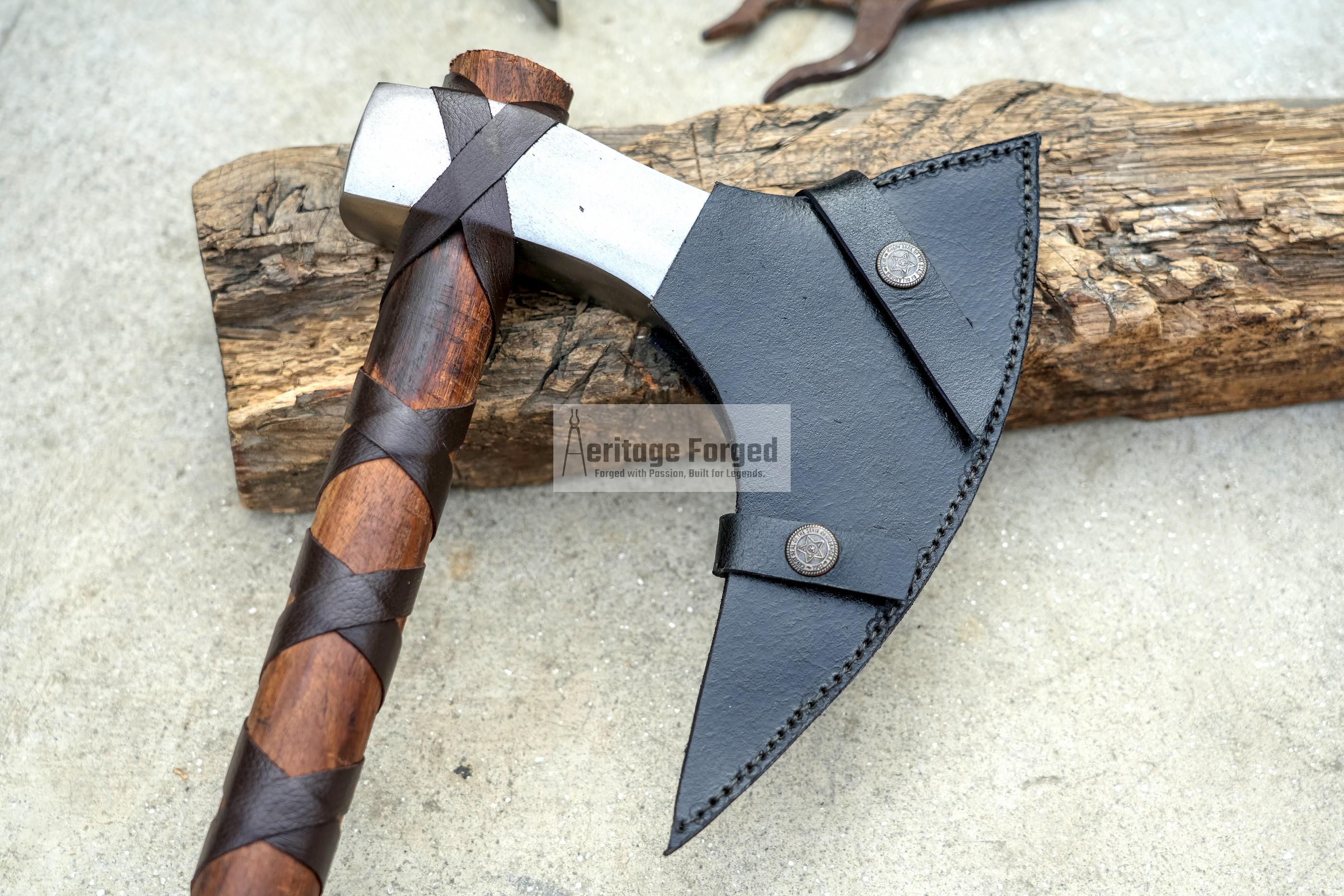 Handmade Viking Axe | Custom Forged 5160 Carbon Steel | 26" Handle & 7.5" Blade | Durable Outdoor Axe |Gift for Him | Perfect Chopping