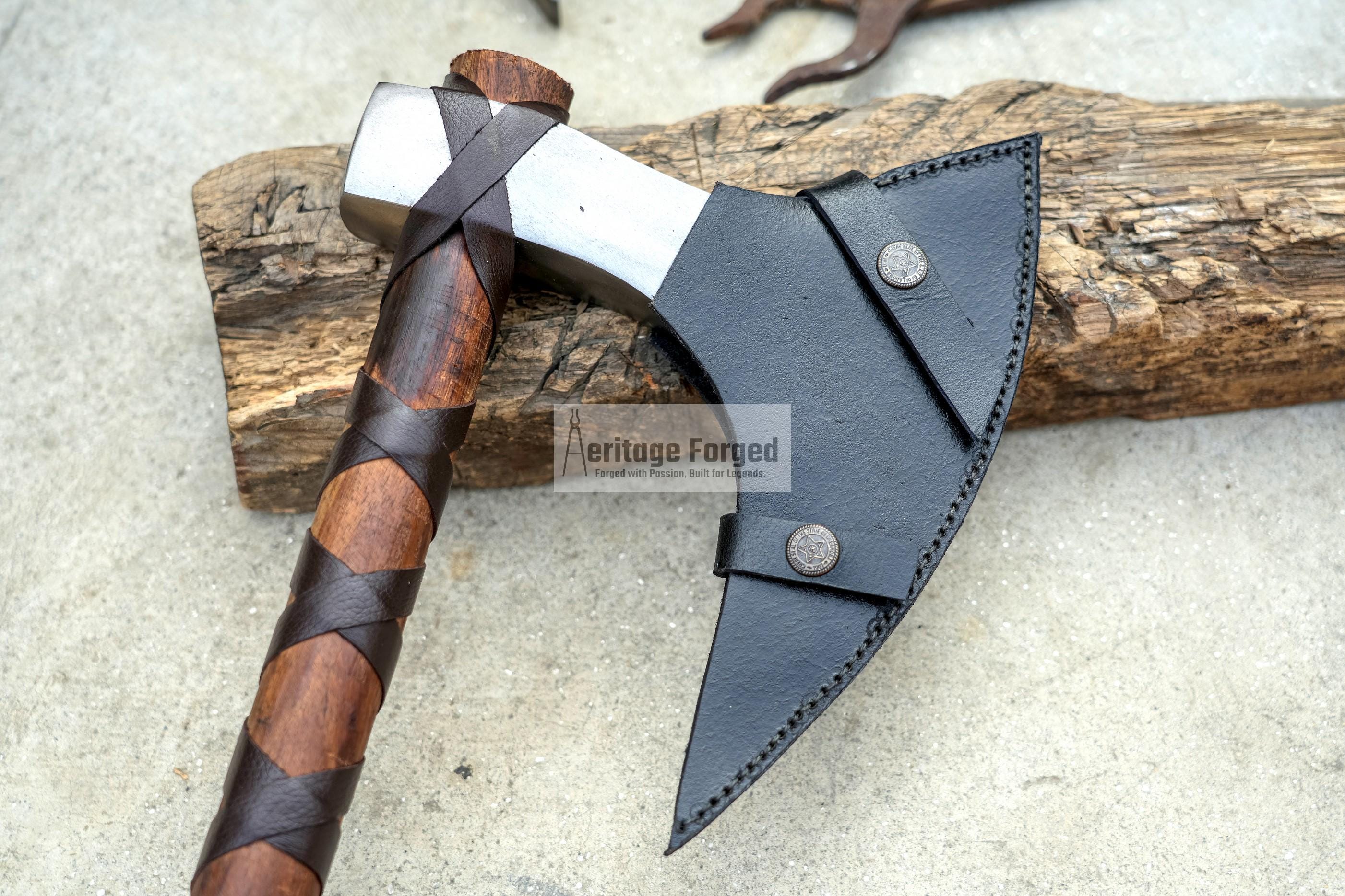 Handmade Viking Axe | Custom Forged 5160 Carbon Steel | 26" Handle & 7.5" Blade | Durable Outdoor Axe |Gift for Him | Perfect Chopping