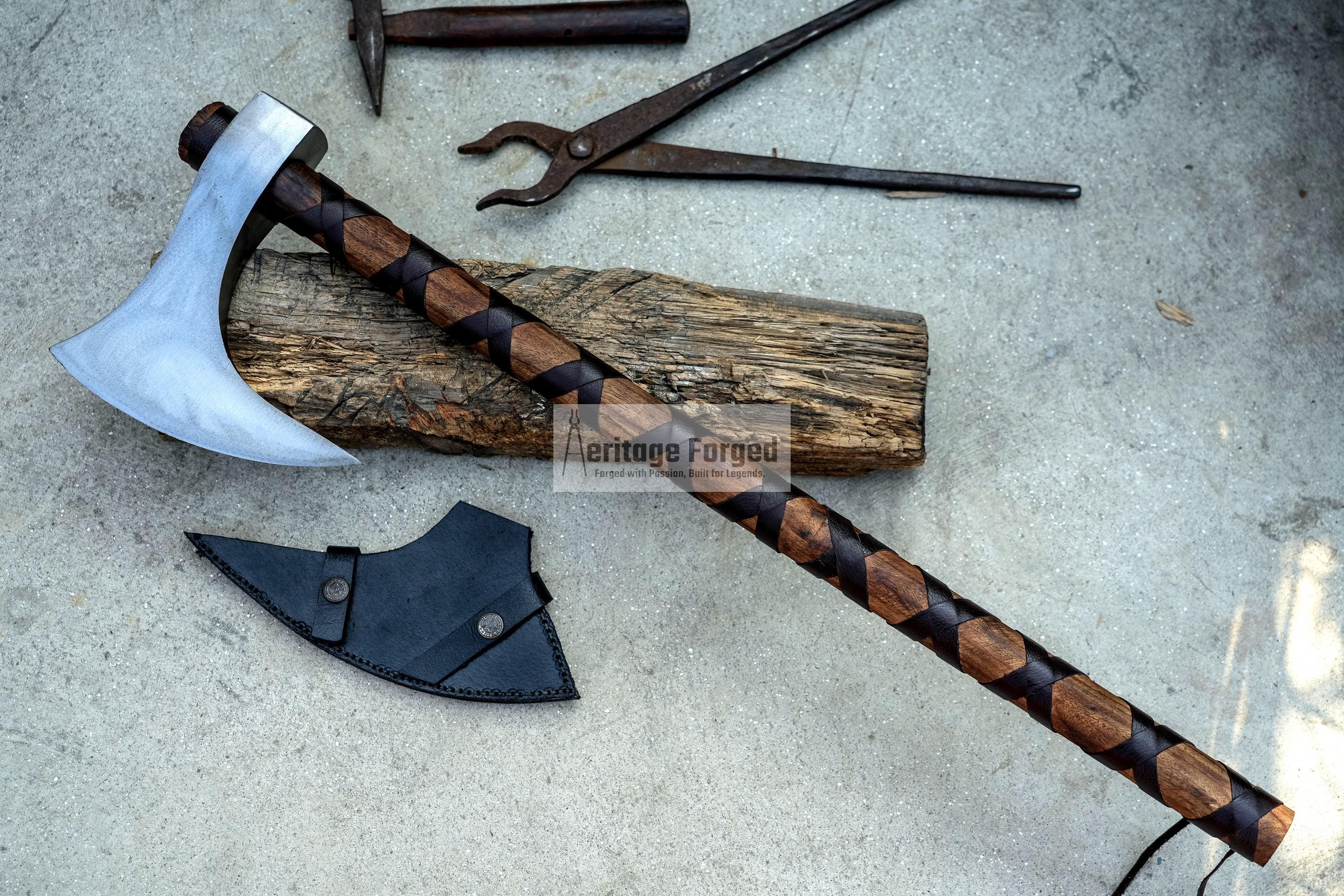 Handmade Viking Axe | Custom Forged 5160 Carbon Steel | 26" Handle & 7.5" Blade | Durable Outdoor Axe |Gift for Him | Perfect Chopping