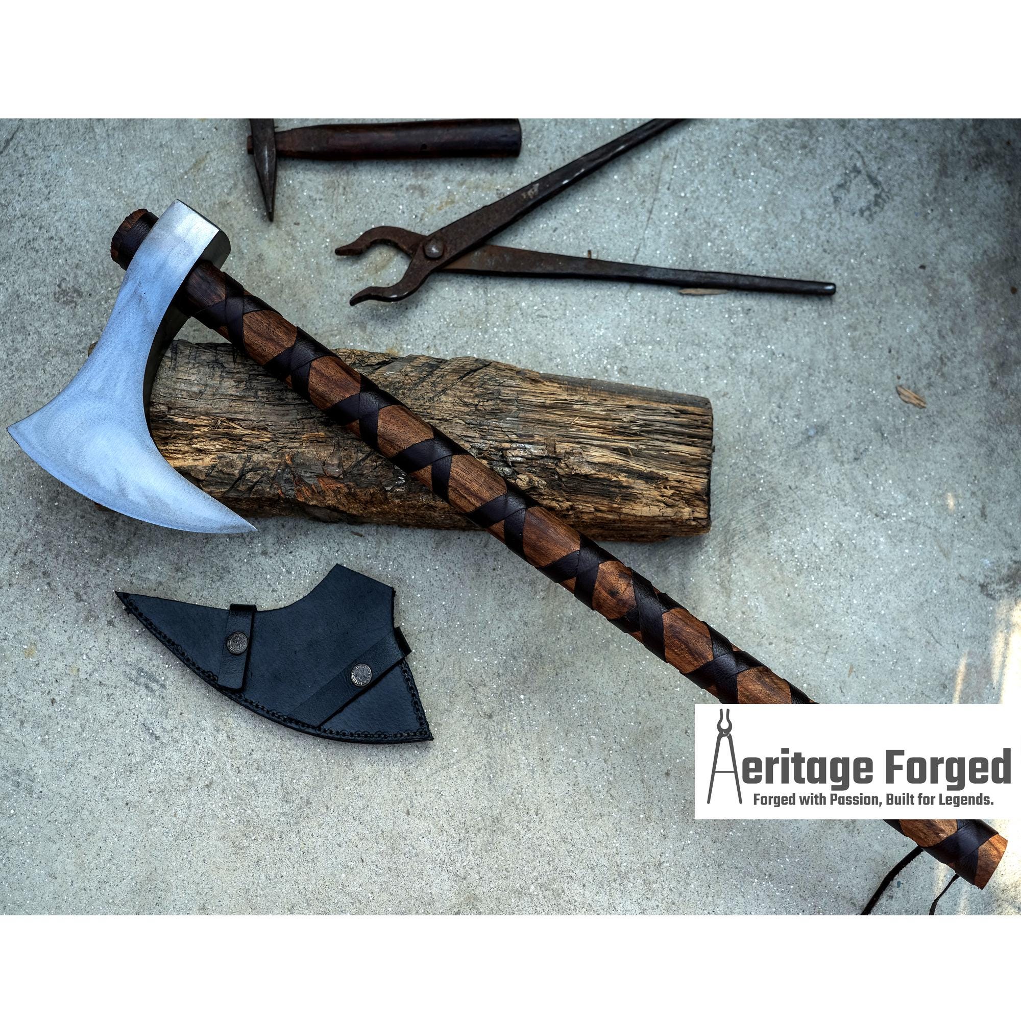 Handmade Viking Axe | Custom Forged 5160 Carbon Steel | 26" Handle & 7.5" Blade | Durable Outdoor Axe |Gift for Him | Perfect Chopping