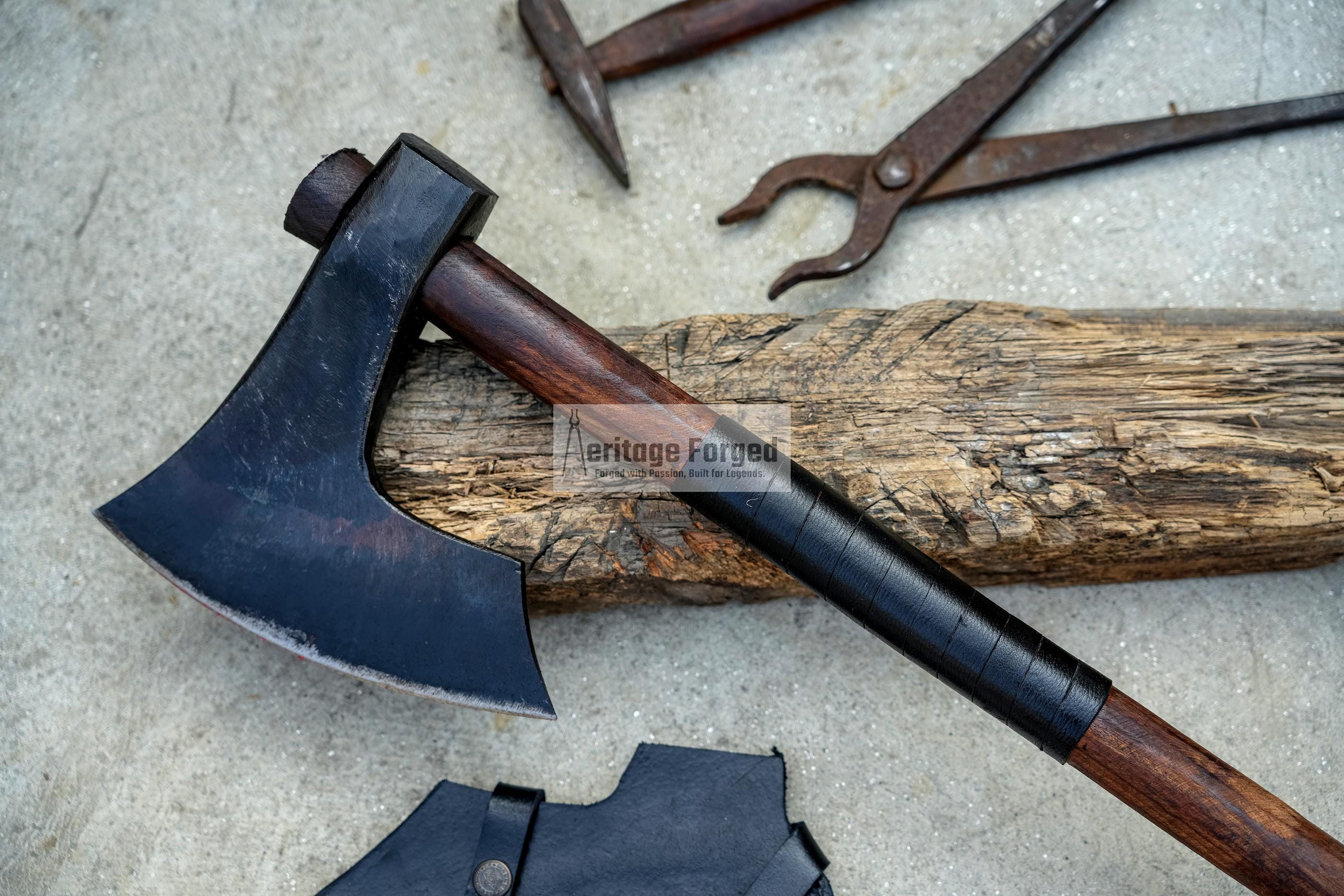 Handmade Viking Axe | Custom Forged 5160 Carbon Steel | 29" Handle  8" Blade |Outdoor Axe | Perfect for Chopping,Camping | Gift for Him