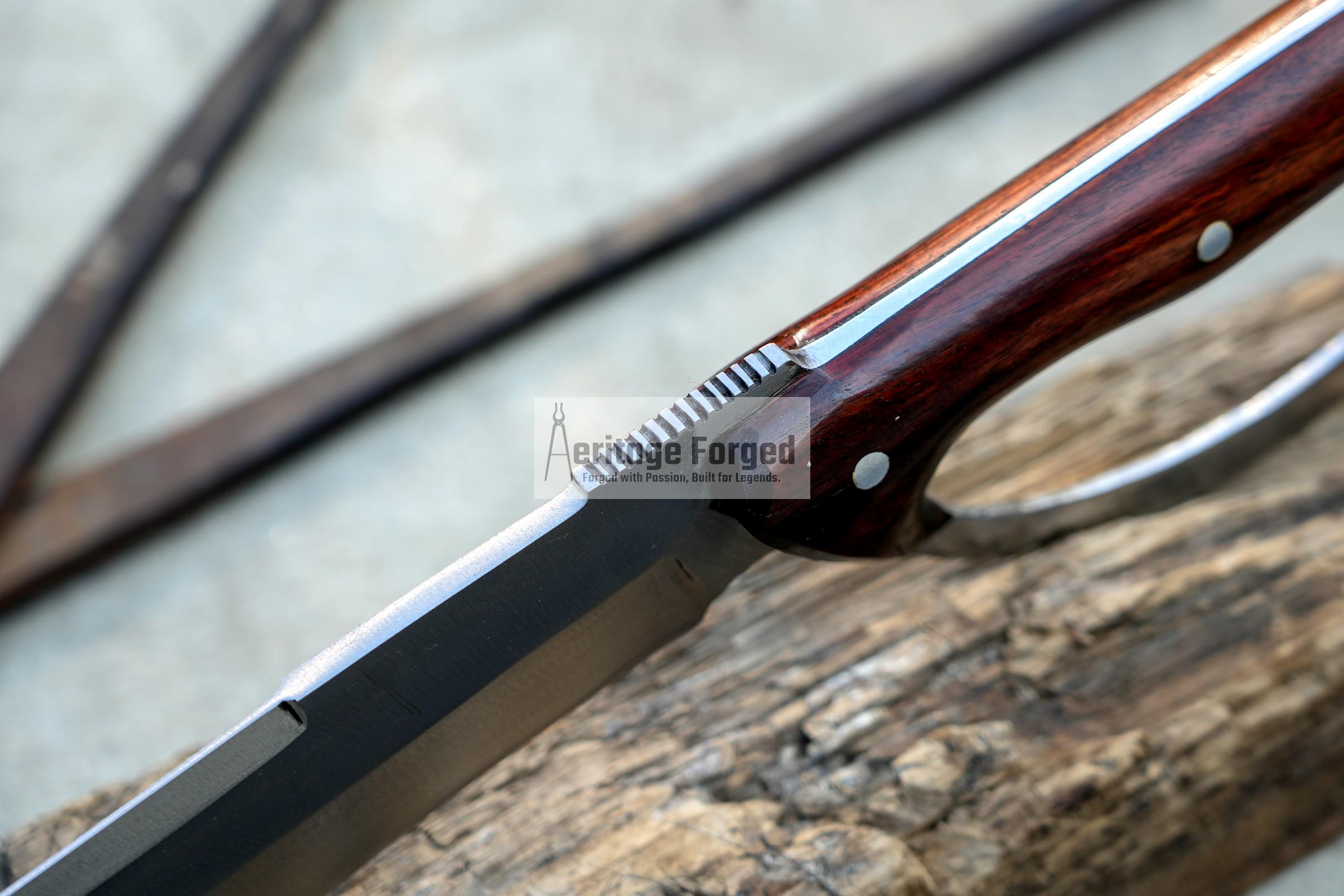 BOWIE KNIFE / 12 inches long Blade Hunting knife / Hand forged knife / Made from Leaf spring of truck / Tempered / Sharpen/ Ready to use