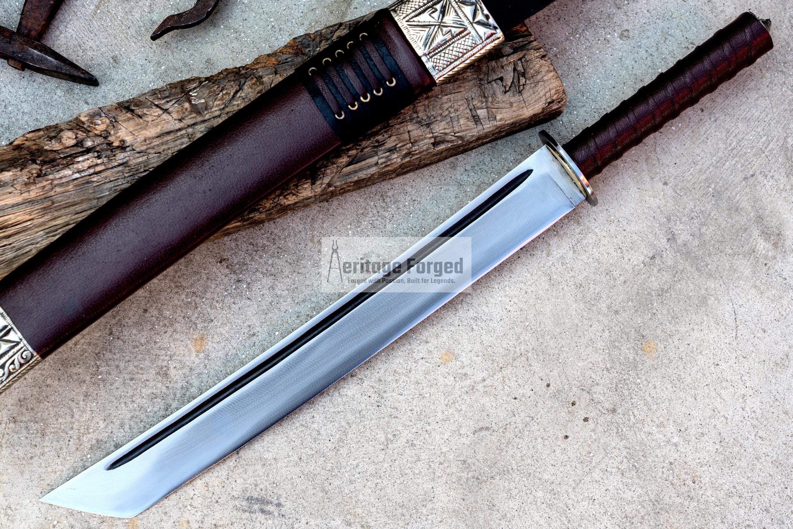 TANTO MACHETE /16  inches Long Blade hand forged / Tanto Machete/Leaf spring of truck/Sharpen/Tempered/Ready to use/knife/knives/ Functional
