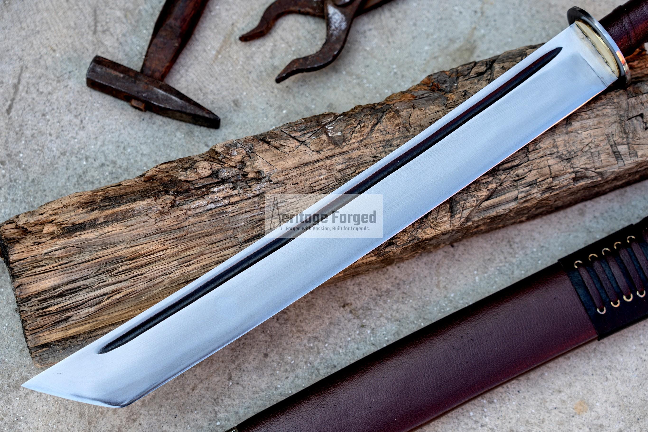 TANTO MACHETE /16  inches Long Blade hand forged / Tanto Machete/Leaf spring of truck/Sharpen/Tempered/Ready to use/knife/knives/ Functional