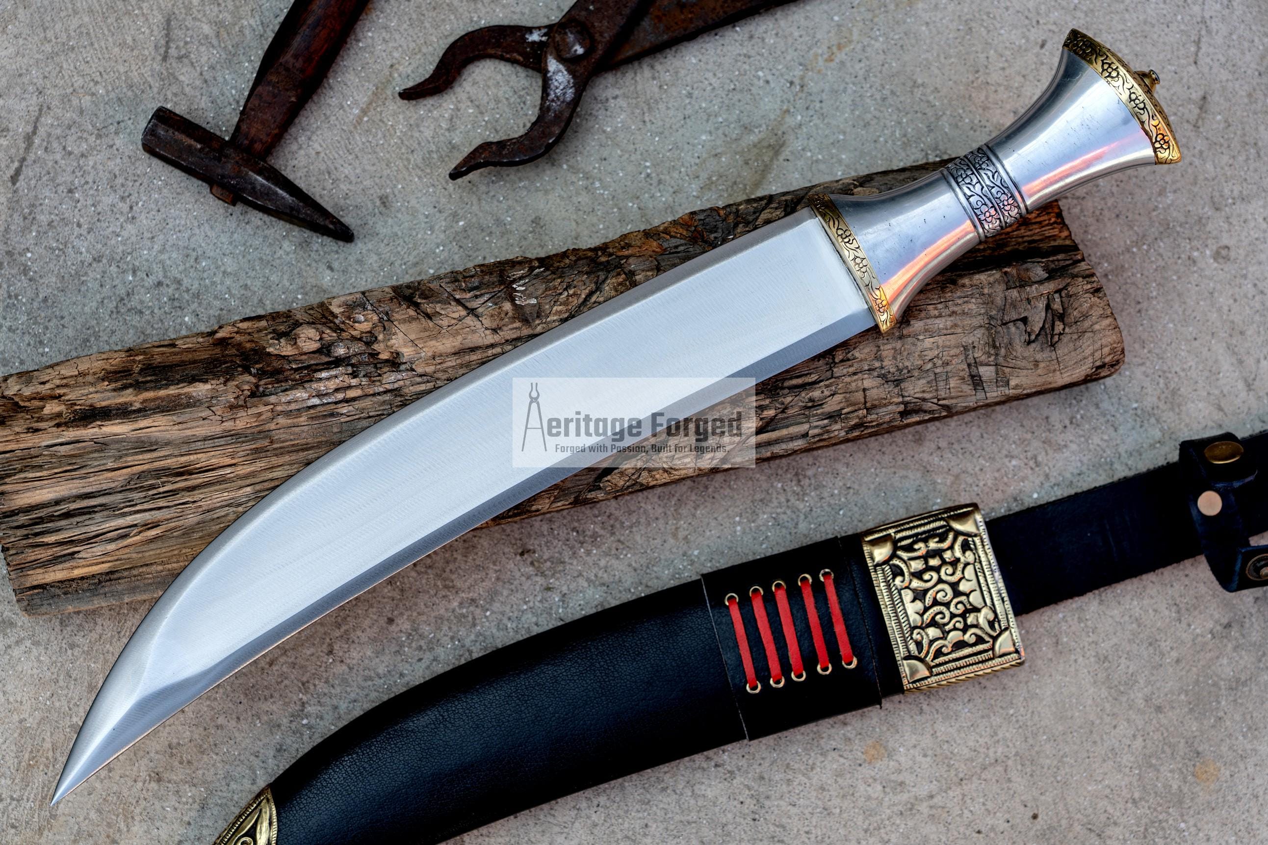 YEMENI JAMBIA KNIFE / 14 inches long Blade exotic knife / Hand forged knife / Made from Leaf spring of truck / Tempered / Sharpen