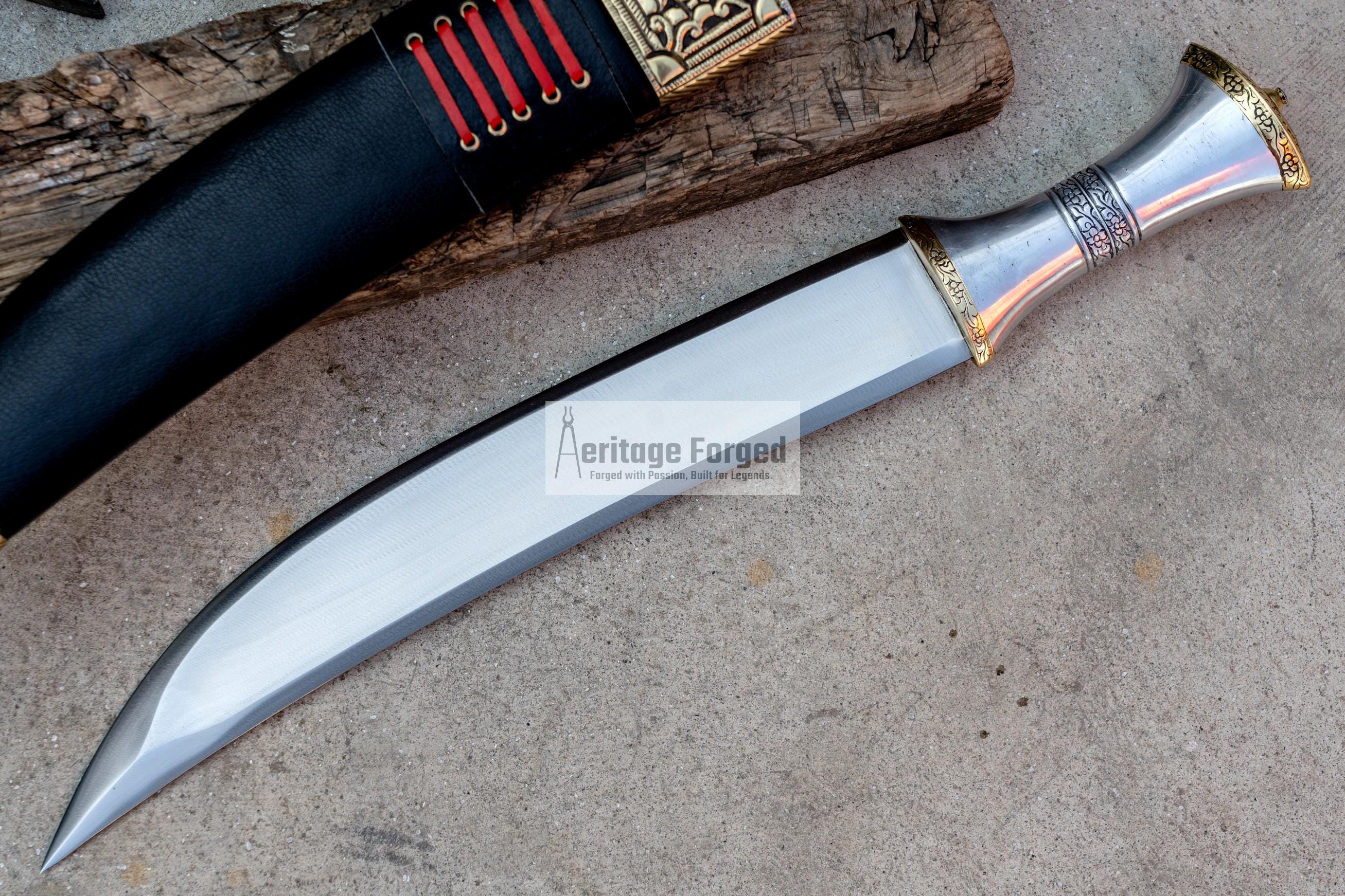 YEMENI JAMBIA KNIFE / 14 inches long Blade exotic knife / Hand forged knife / Made from Leaf spring of truck / Tempered / Sharpen