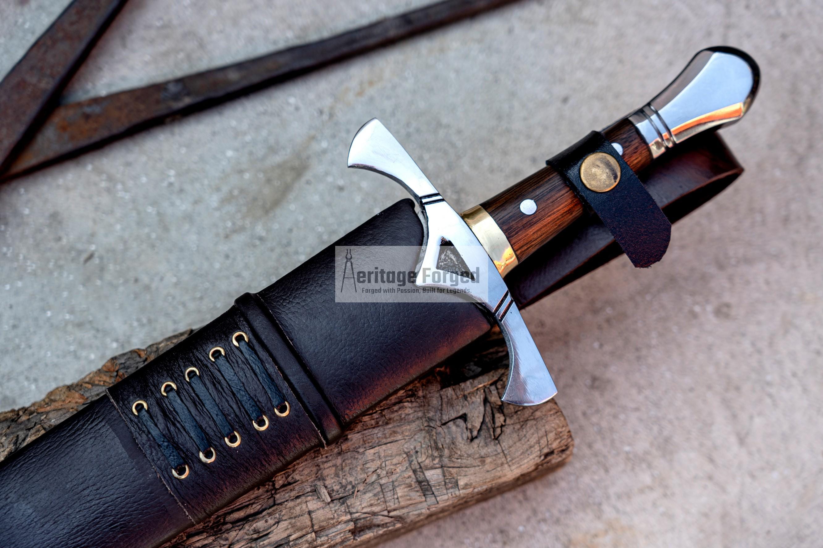 VIKING SWORD/ 19 inches Long Blade hand forged Sword/Leaf spring of truck/Rosewood Handle/Sharpen/Tempered/Ready to use/knife/knives