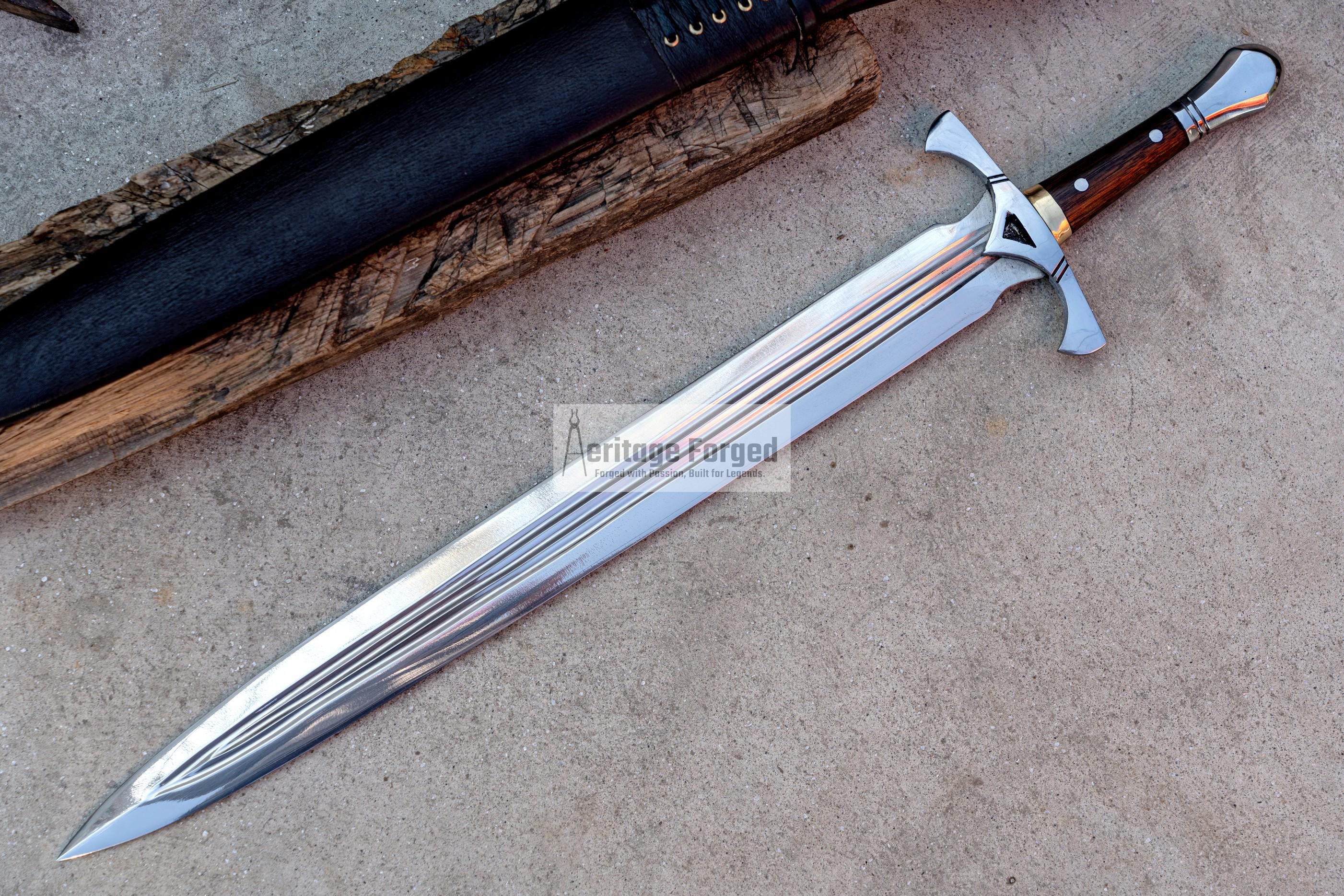 VIKING SWORD/ 19 inches Long Blade hand forged Sword/Leaf spring of truck/Rosewood Handle/Sharpen/Tempered/Ready to use/knife/knives