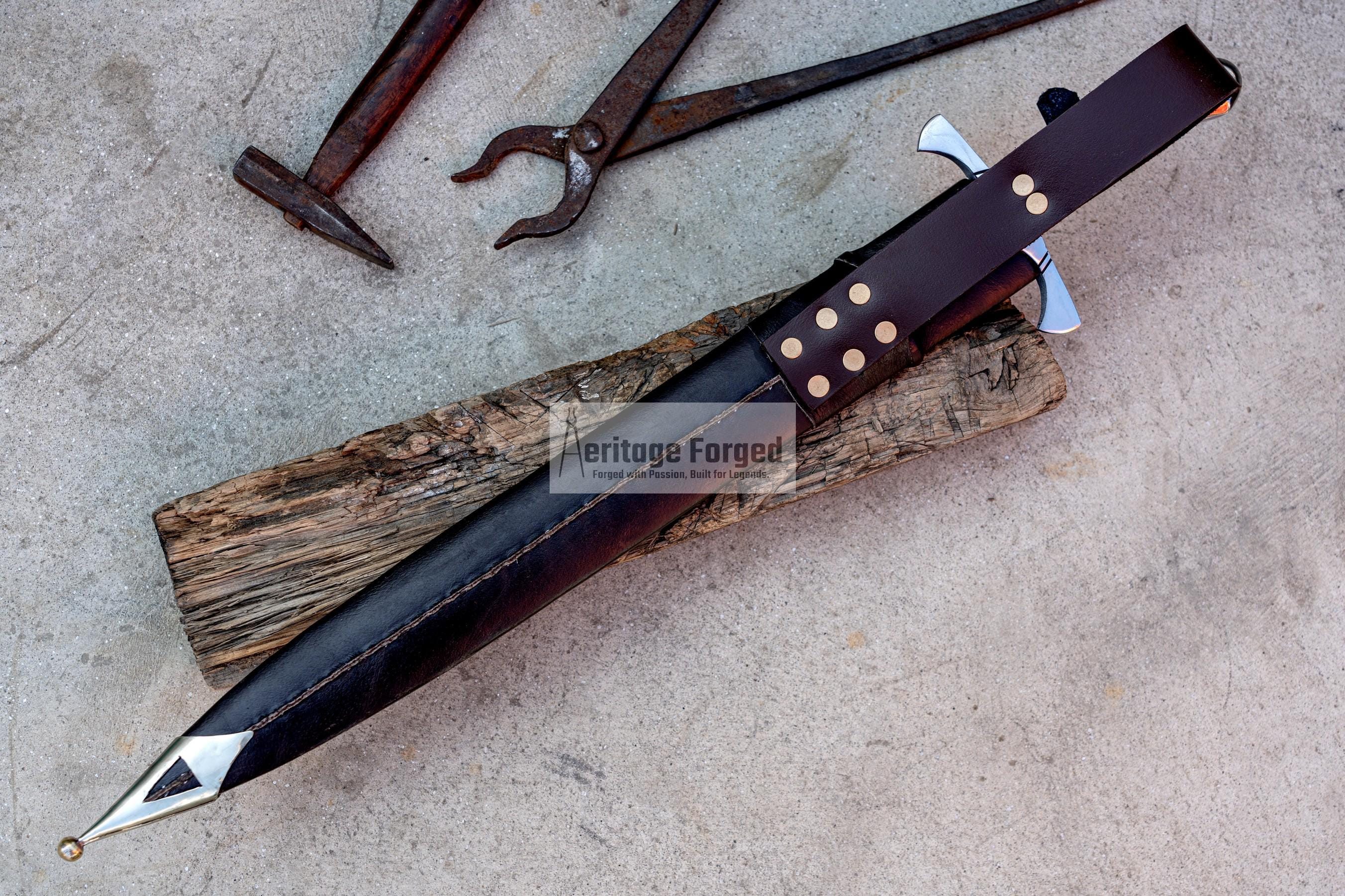 VIKING SWORD/ 19 inches Long Blade hand forged Sword/Leaf spring of truck/Rosewood Handle/Sharpen/Tempered/Ready to use/knife/knives