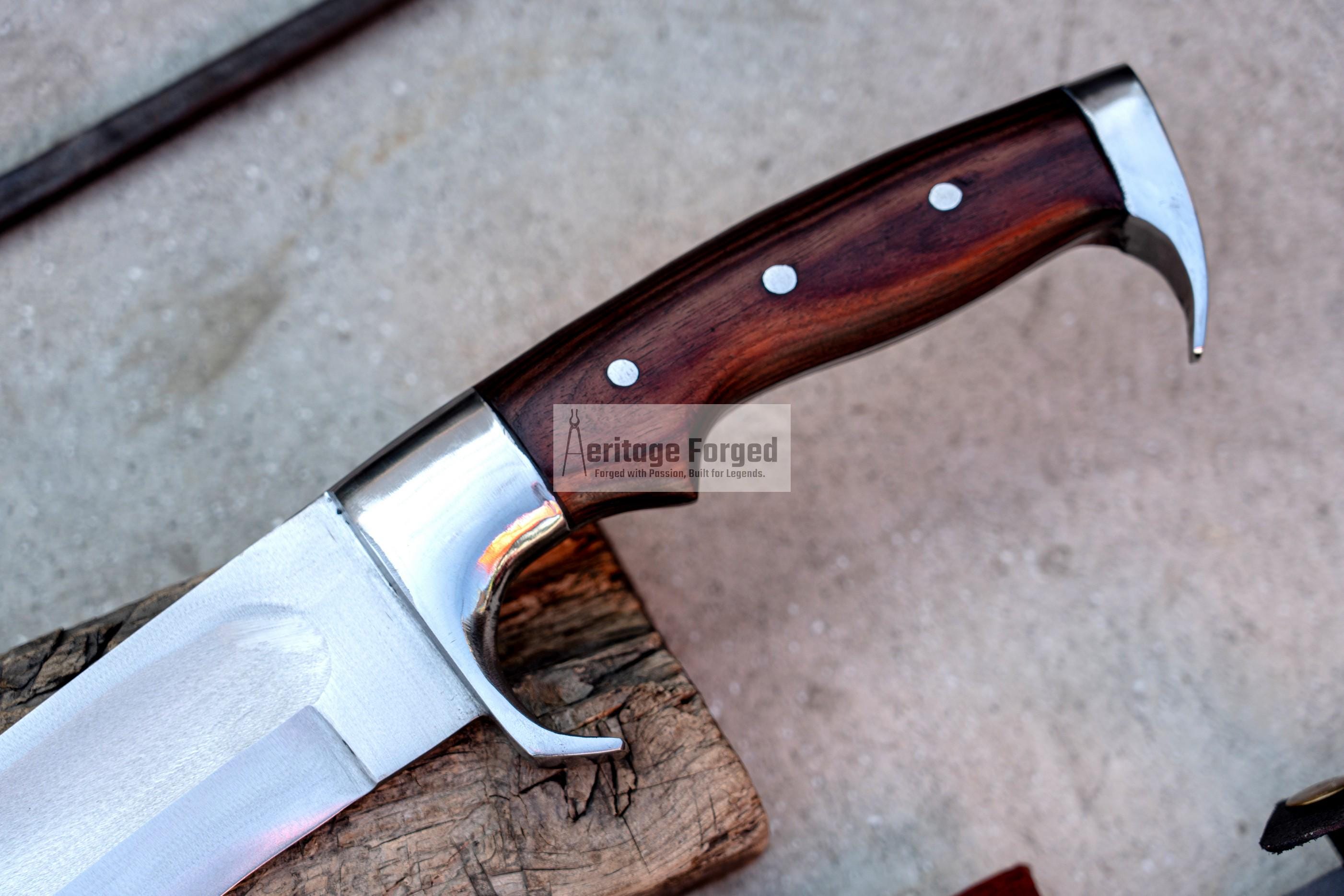 SPARTAN MACHETE /18 inches Long Blade hand forged Sword/Leaf spring of truck/Rosewood Handle/Sharpen/Tempered/Ready to use/knife/knives