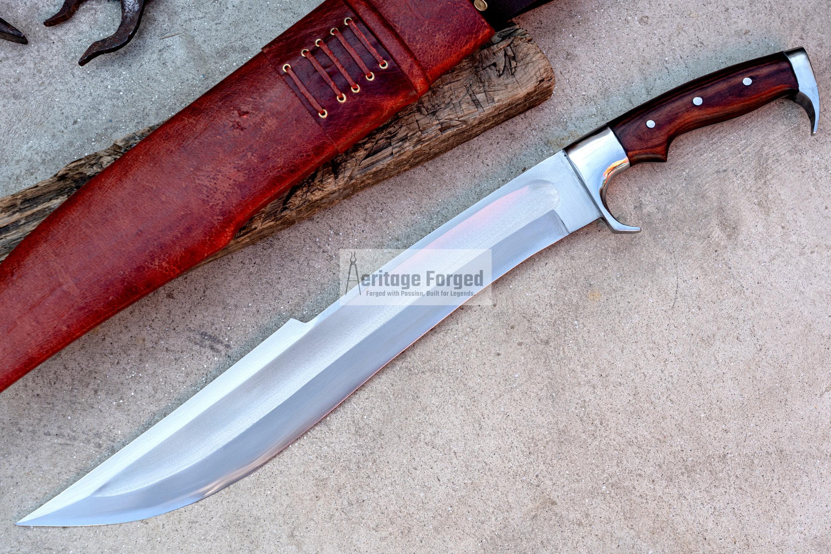 SPARTAN MACHETE /18 inches Long Blade hand forged Sword/Leaf spring of truck/Rosewood Handle/Sharpen/Tempered/Ready to use/knife/knives