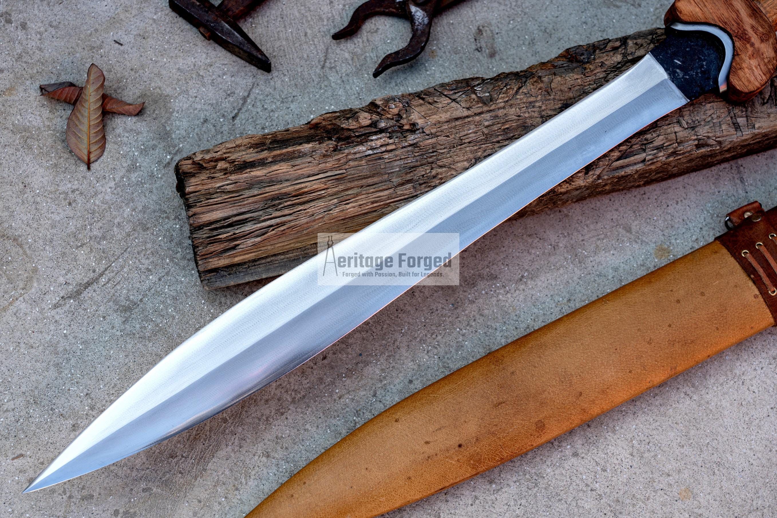 CELTIC TENE SWORD/21 inches Long Blade hand forged Sword/Leaf spring of truck/Rosewood Handle/Sharpen/Tempered/Ready to use/knife/knives