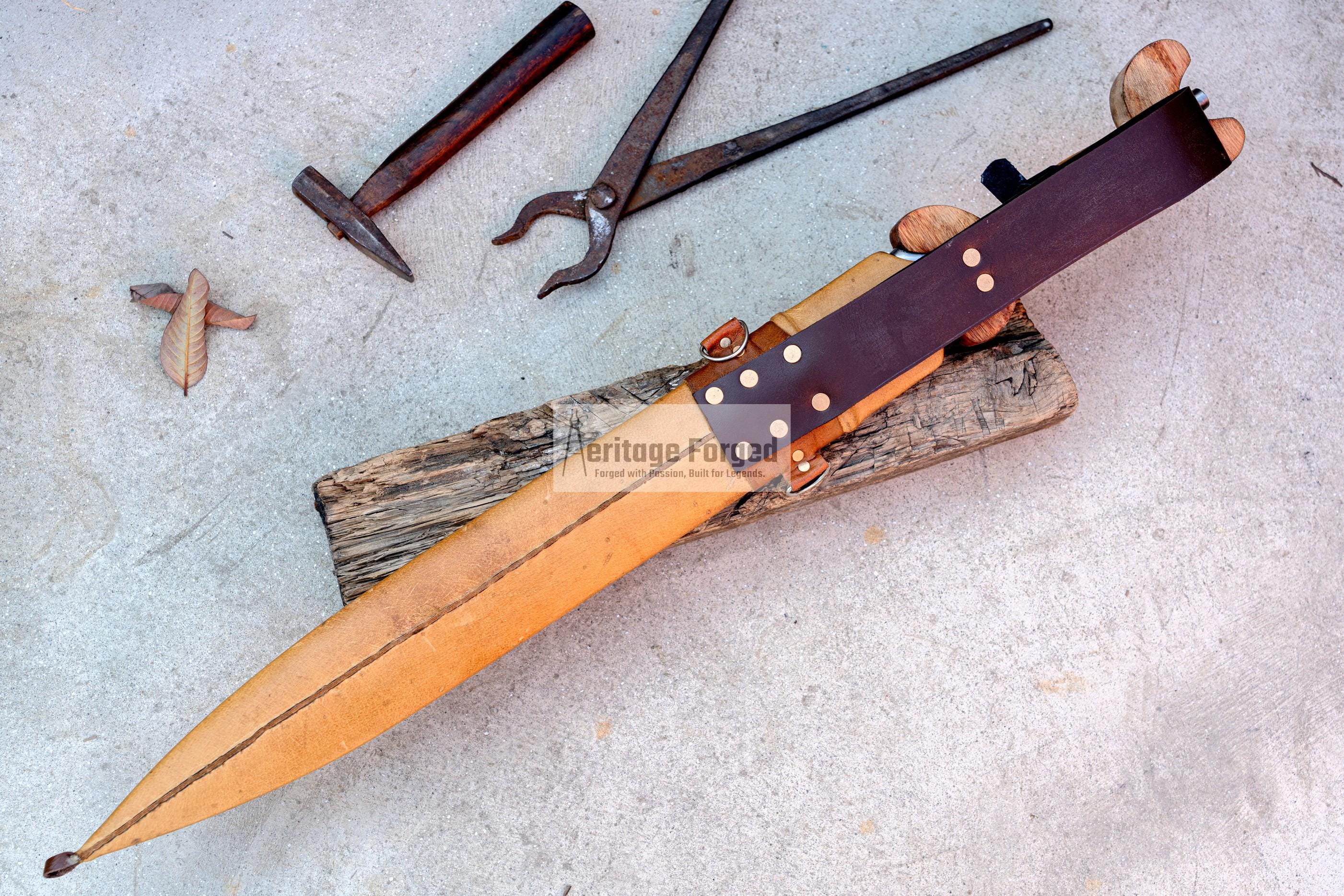 CELTIC TENE SWORD/21 inches Long Blade hand forged Sword/Leaf spring of truck/Rosewood Handle/Sharpen/Tempered/Ready to use/knife/knives
