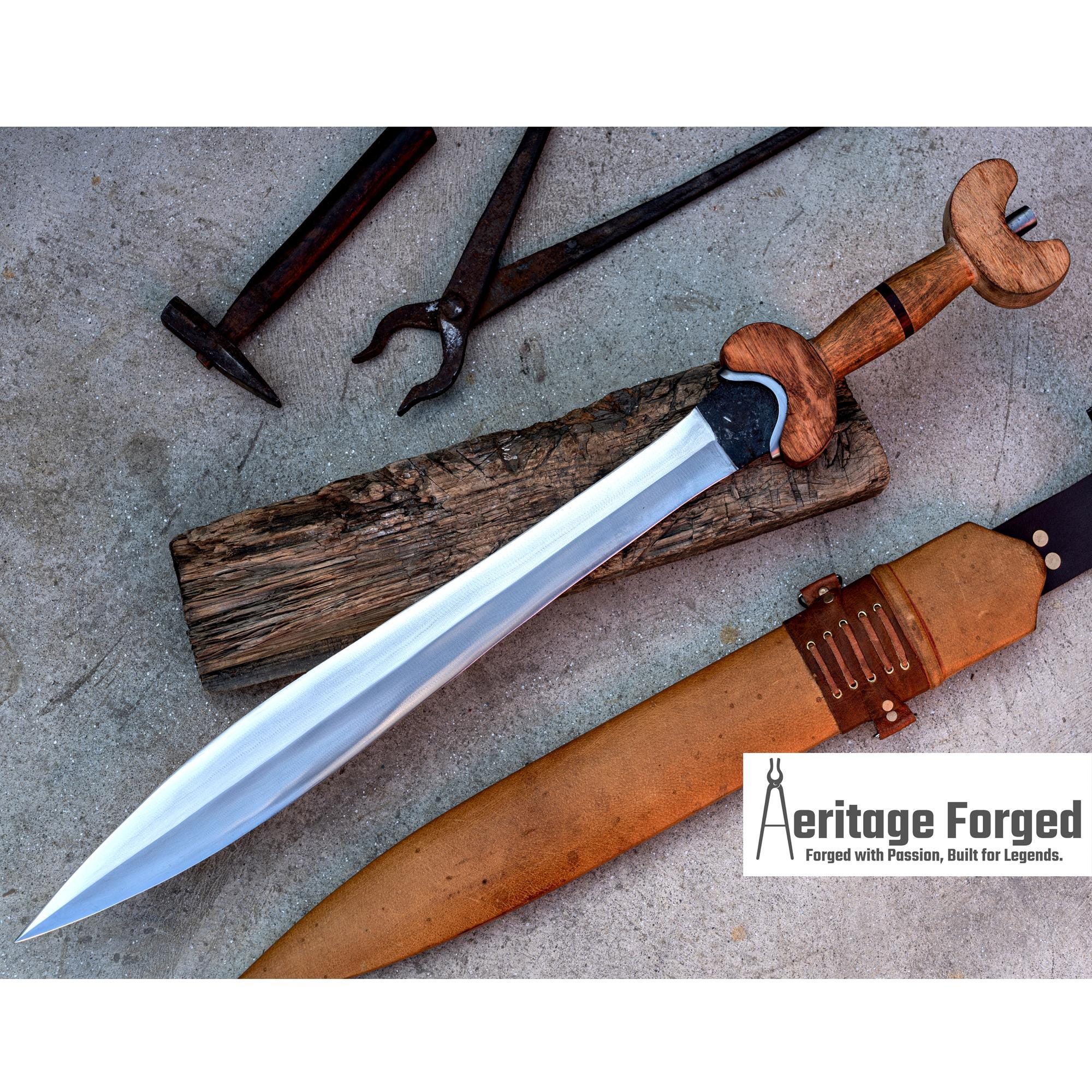 CELTIC TENE SWORD/21 inches Long Blade hand forged Sword/Leaf spring of truck/Rosewood Handle/Sharpen/Tempered/Ready to use/knife/knives