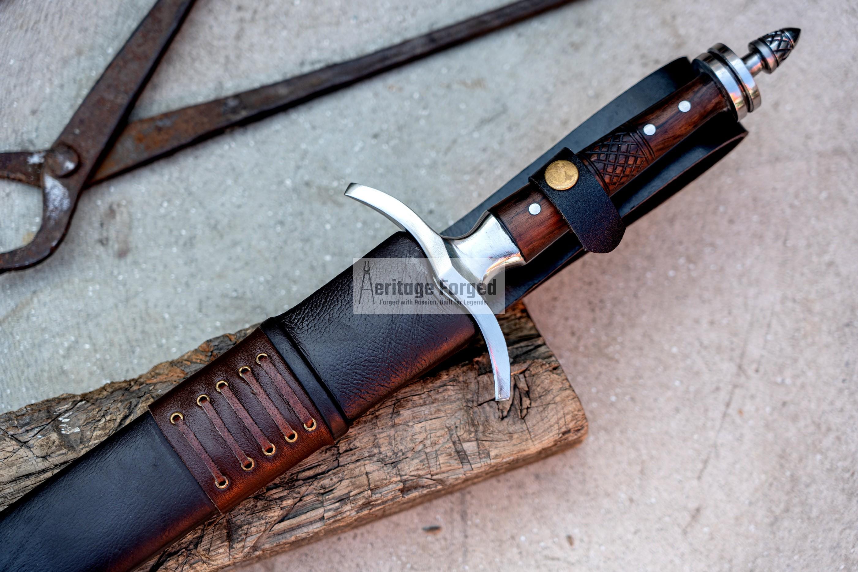 VIKING SWORD/25 inches Long Blade hand forged Sword/Leaf spring of truck/Rosewood Handle/Sharpen/Tempered/Ready to use/knife/knives
