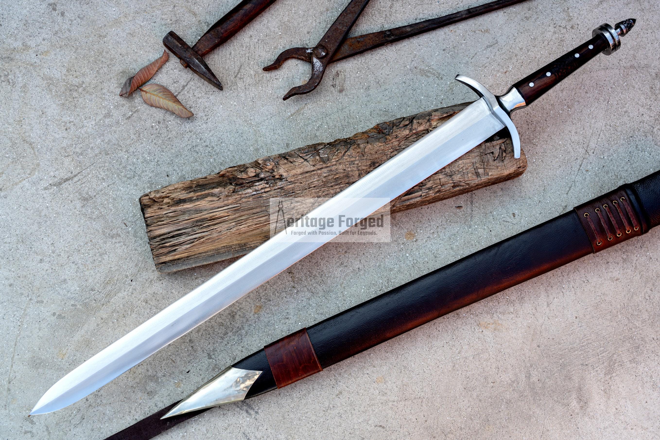 VIKING SWORD/25 inches Long Blade hand forged Sword/Leaf spring of truck/Rosewood Handle/Sharpen/Tempered/Ready to use/knife/knives