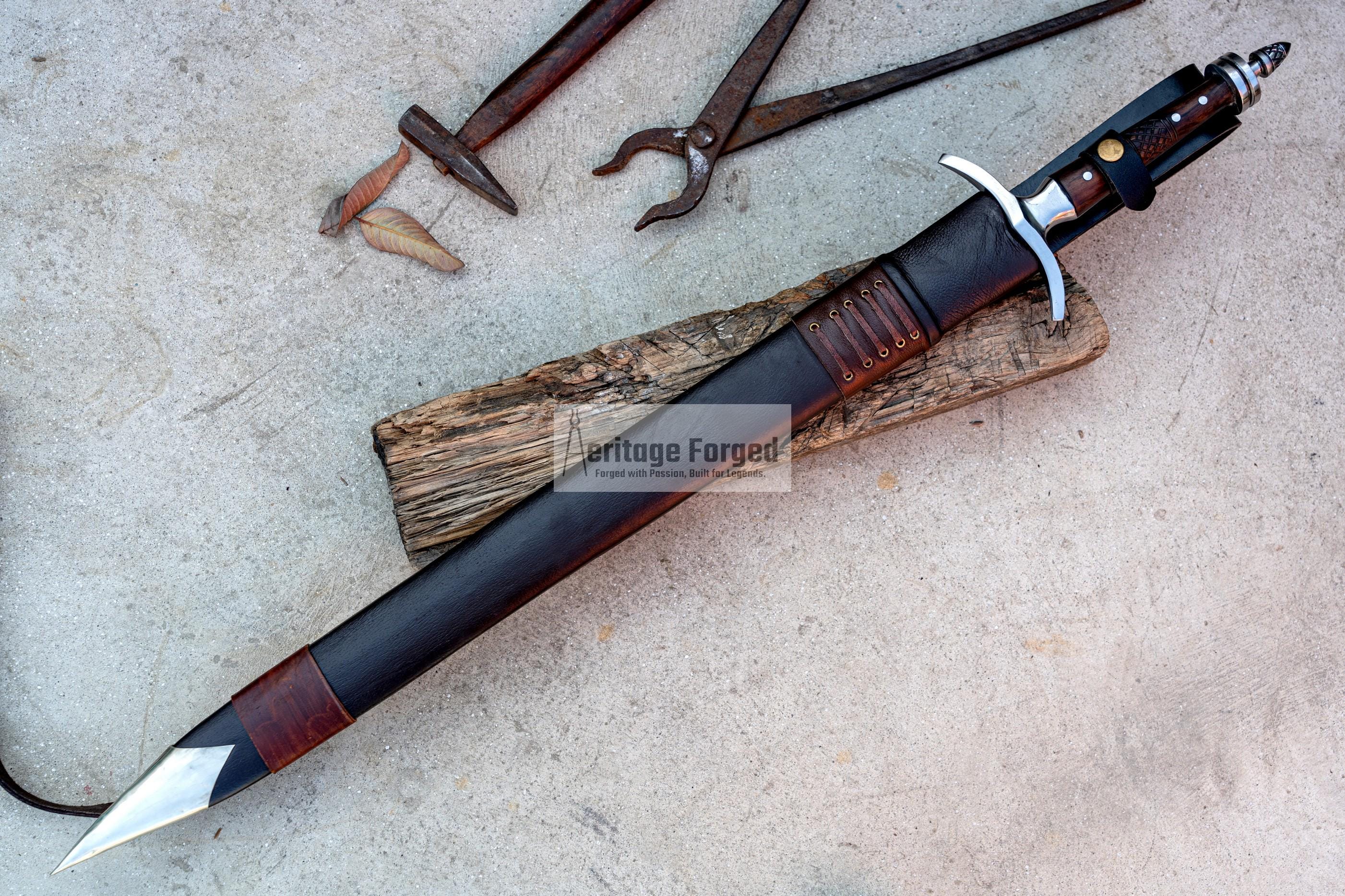 VIKING SWORD/25 inches Long Blade hand forged Sword/Leaf spring of truck/Rosewood Handle/Sharpen/Tempered/Ready to use/knife/knives