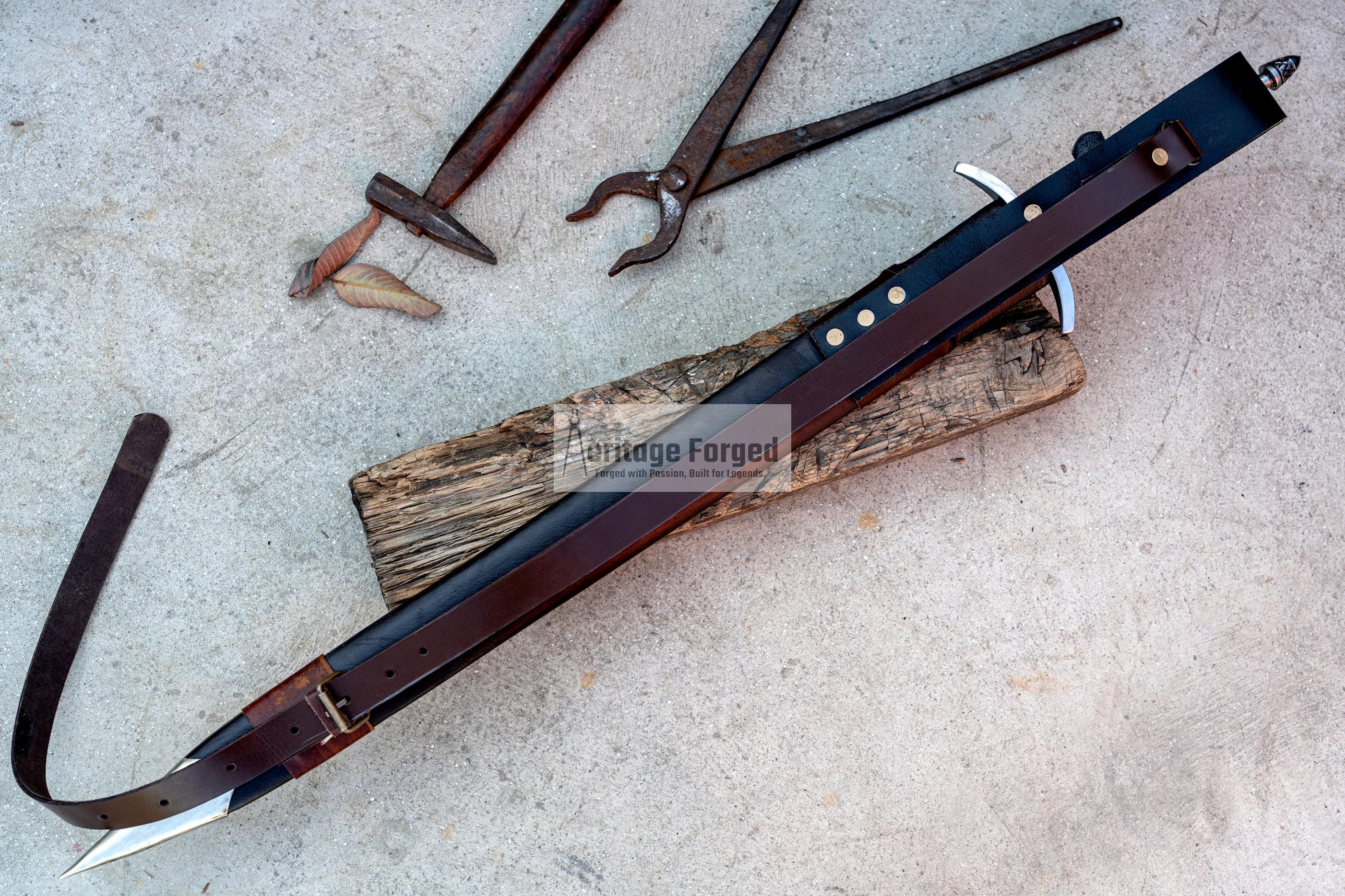VIKING SWORD/25 inches Long Blade hand forged Sword/Leaf spring of truck/Rosewood Handle/Sharpen/Tempered/Ready to use/knife/knives