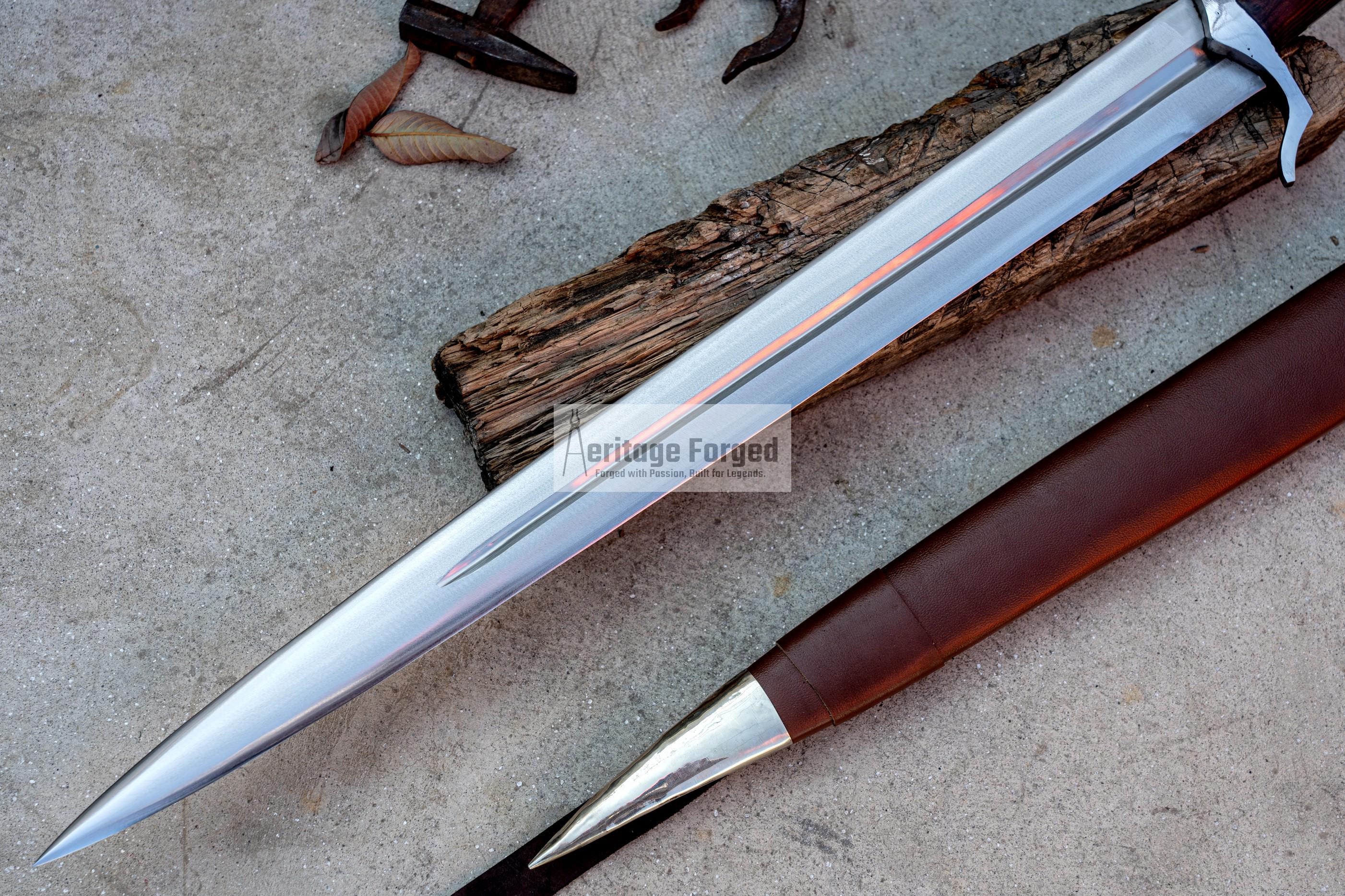 V VIKING SWORD/24 inches Long Blade hand forged Sword/Leaf spring of truck/Rosewood Handle/Sharpen/Tempered/Ready to use/knife/knives