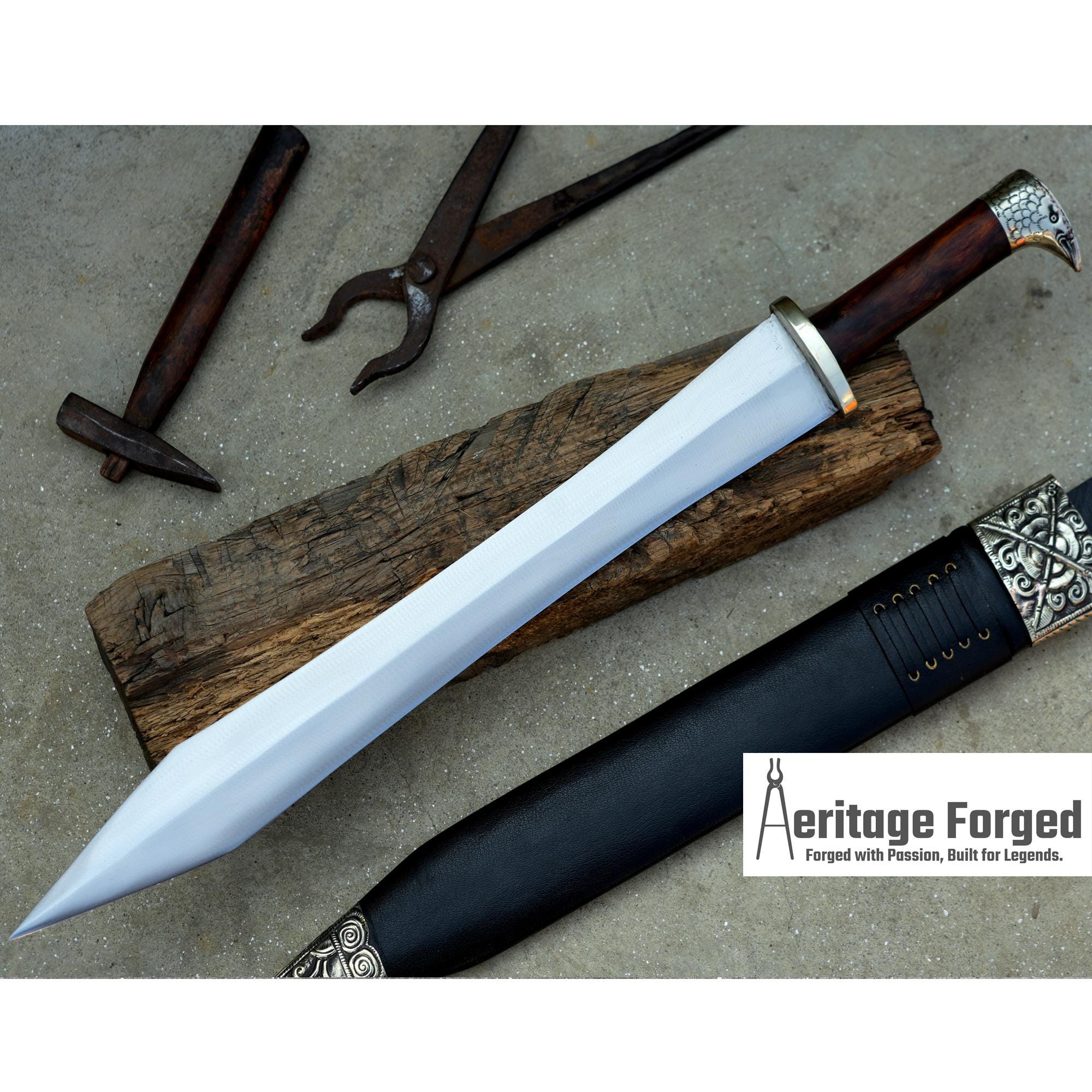 EAGLE GLADIUS SWORD /18 inches long Blade Hand Forged Sword/ Gladius Machete/Handmade from Leaf spring of Truck-Balance water tempered/Sharp