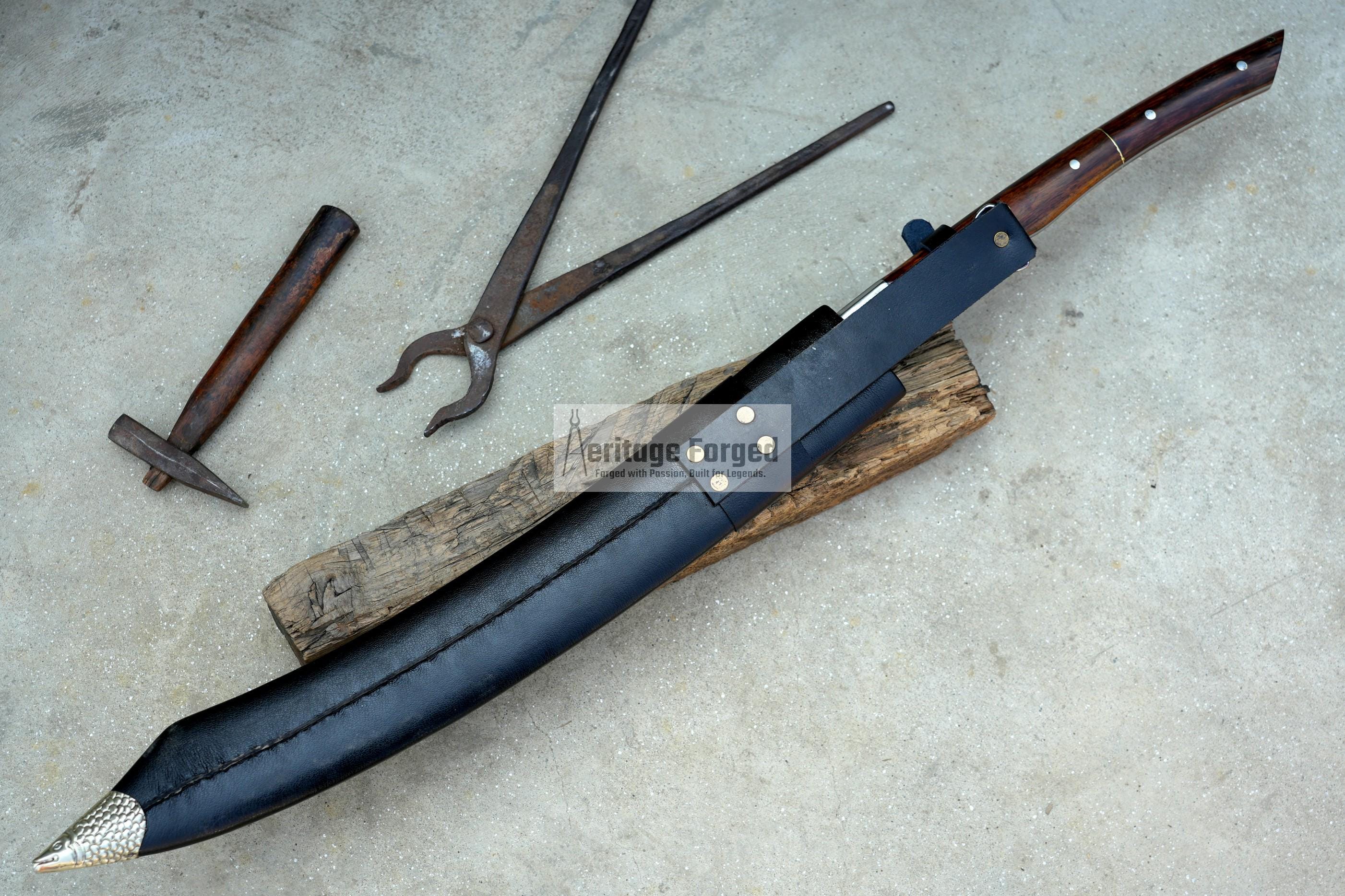 LARGE MACHETE / Large Jungle Machete/20 inches Long Blade Heavy duties machete/ Full tang/ Leaf spring of truck/ Tempered/Sharpen/Working