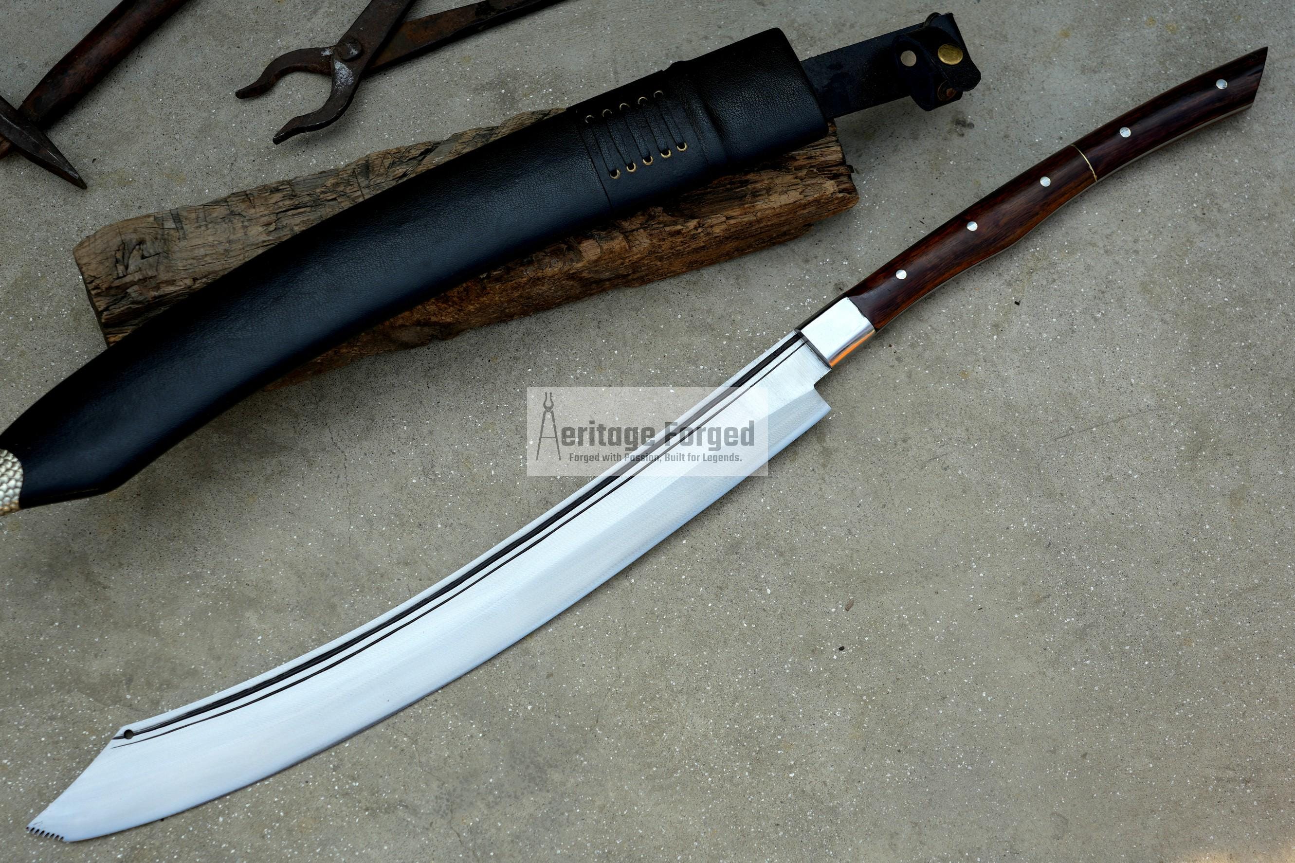 LARGE MACHETE / Large Jungle Machete/20 inches Long Blade Heavy duties machete/ Full tang/ Leaf spring of truck/ Tempered/Sharpen/Working
