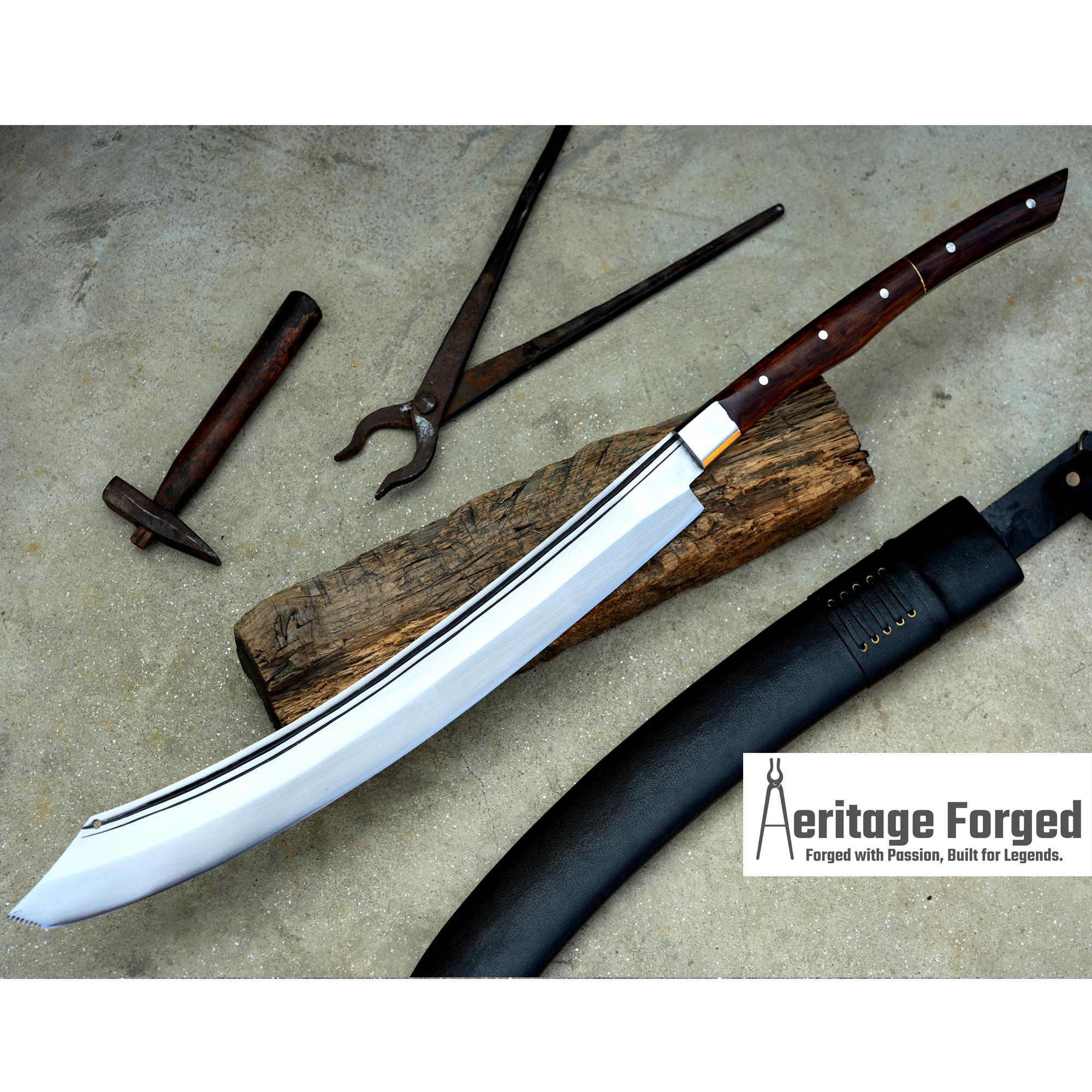 LARGE MACHETE / Large Jungle Machete/20 inches Long Blade Heavy duties machete/ Full tang/ Leaf spring of truck/ Tempered/Sharpen/Working
