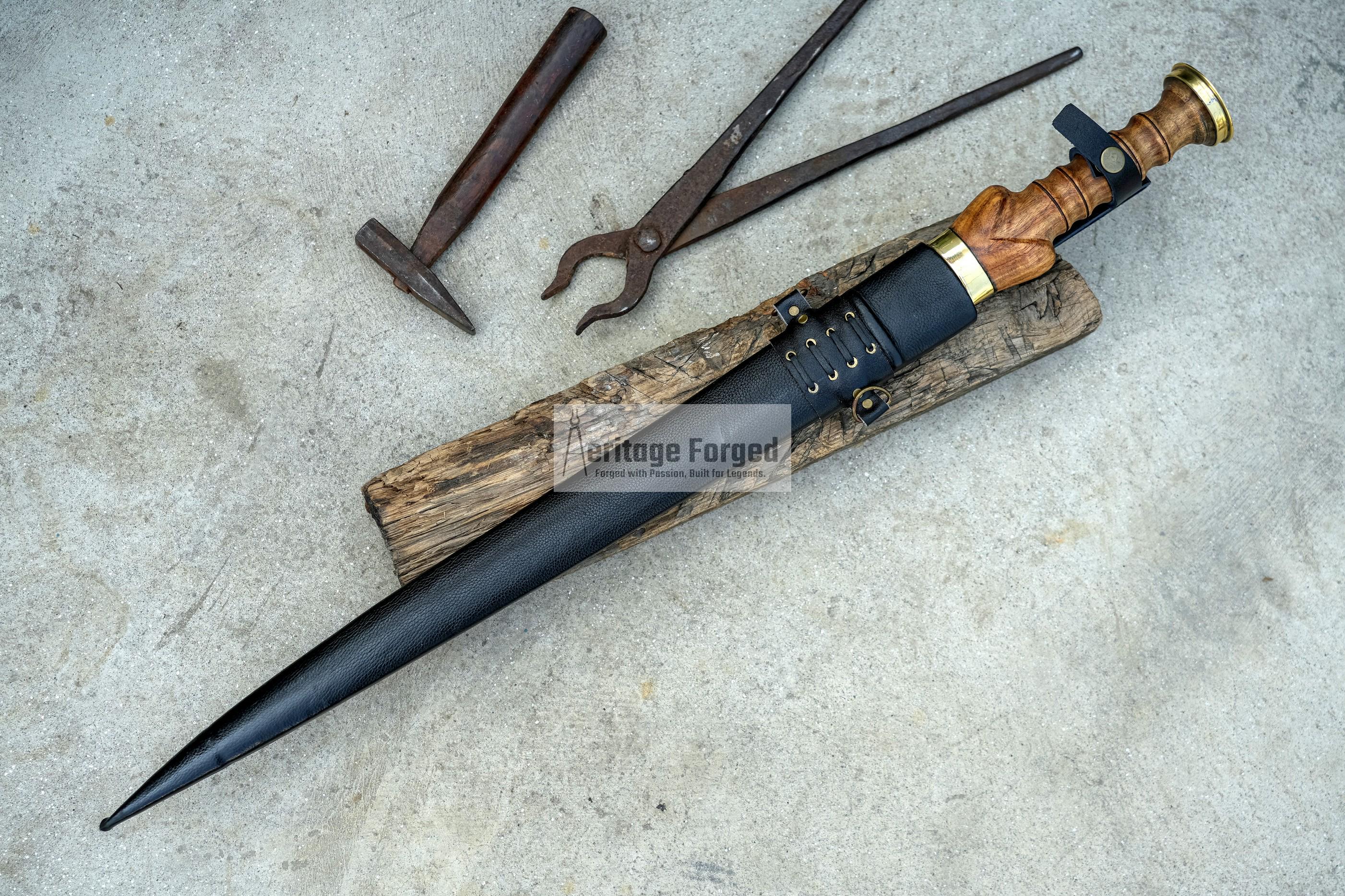 SCOTTISH DIRK/21  inches Long Blade Hand forged dirk Sword /Leaf spring of truck/Rosewood Handle/Sharpen/Tempered/Ready to use/knife/knives