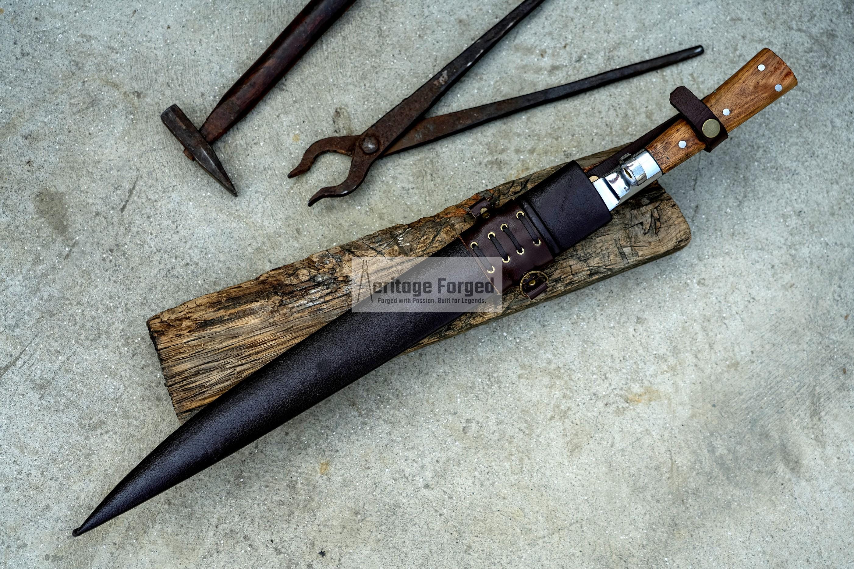 RUGGER DAGGER/18 inches Long Blade hand forged Dagger/Leaf spring of truck/Rosewood Handle/Sharpen/Tempered/Ready to use/knife/knives/sword