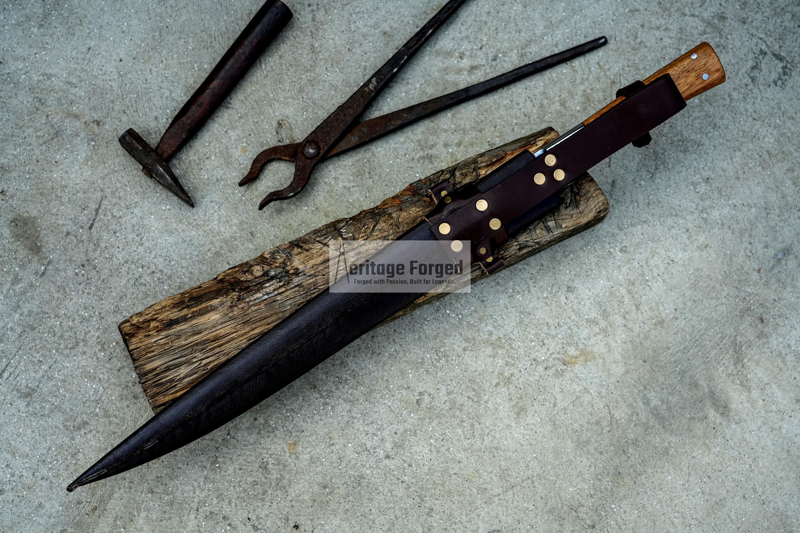 RUGGER DAGGER/18 inches Long Blade hand forged Dagger/Leaf spring of truck/Rosewood Handle/Sharpen/Tempered/Ready to use/knife/knives/sword