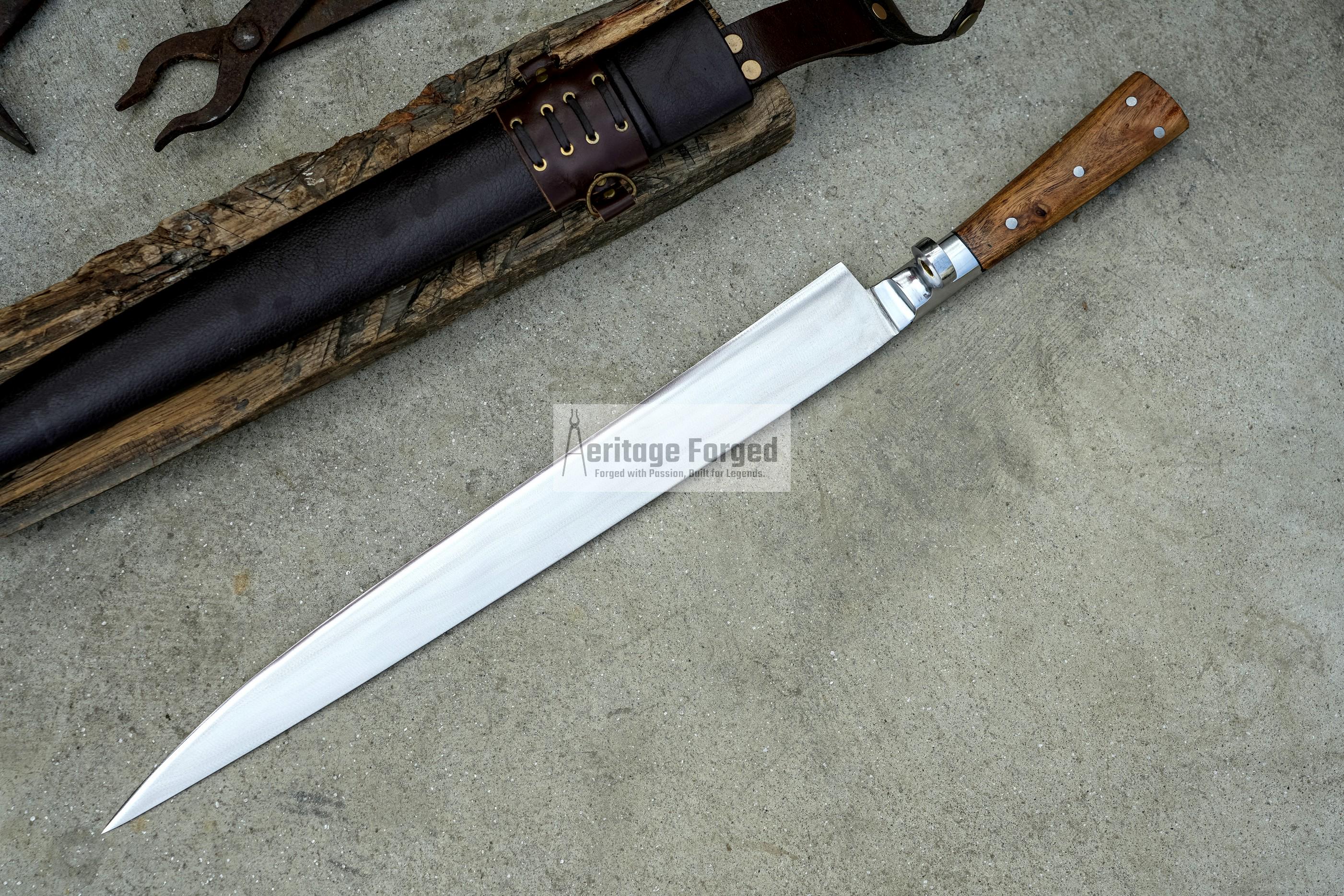 RUGGER DAGGER/18 inches Long Blade hand forged Dagger/Leaf spring of truck/Rosewood Handle/Sharpen/Tempered/Ready to use/knife/knives/sword